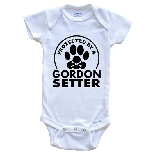 Protected By A Gordon Setter Funny Baby Onesie