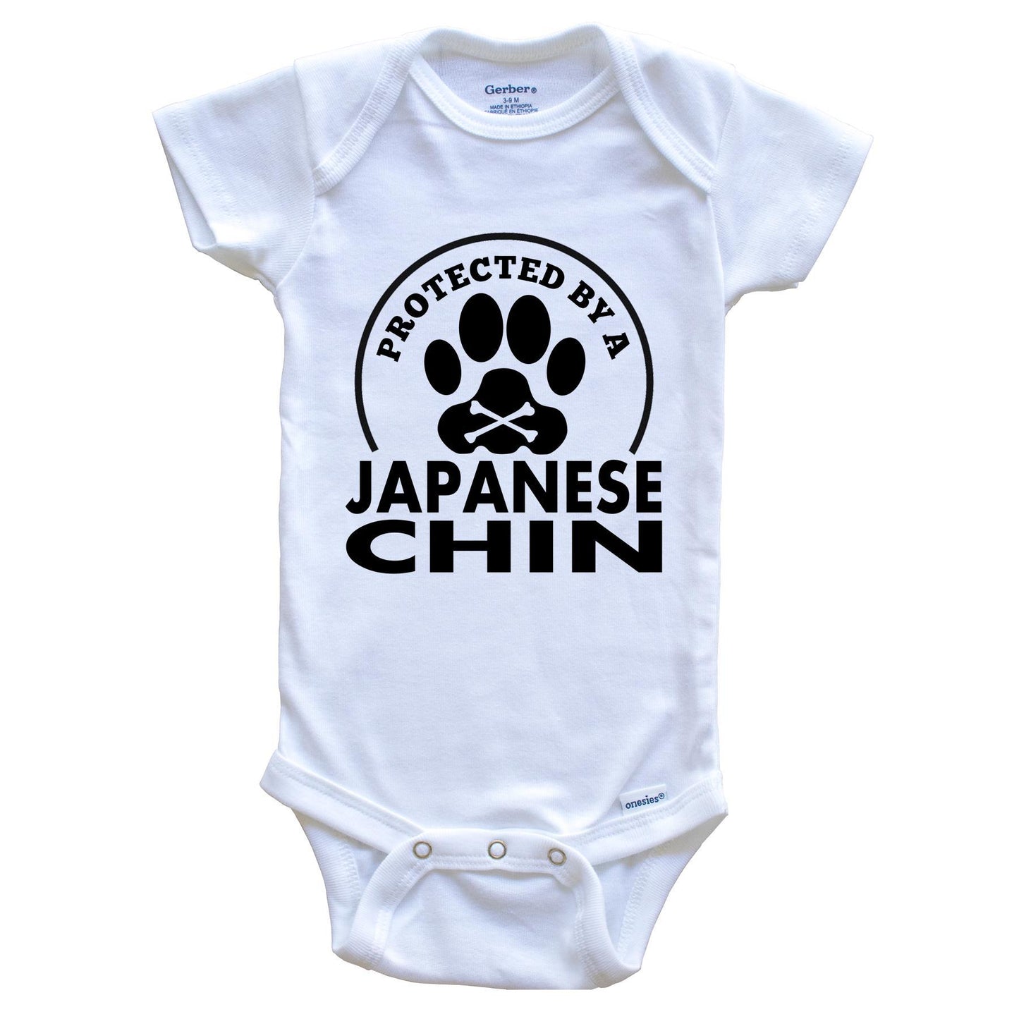 Protected By A Japanese Chin Funny Baby Onesie