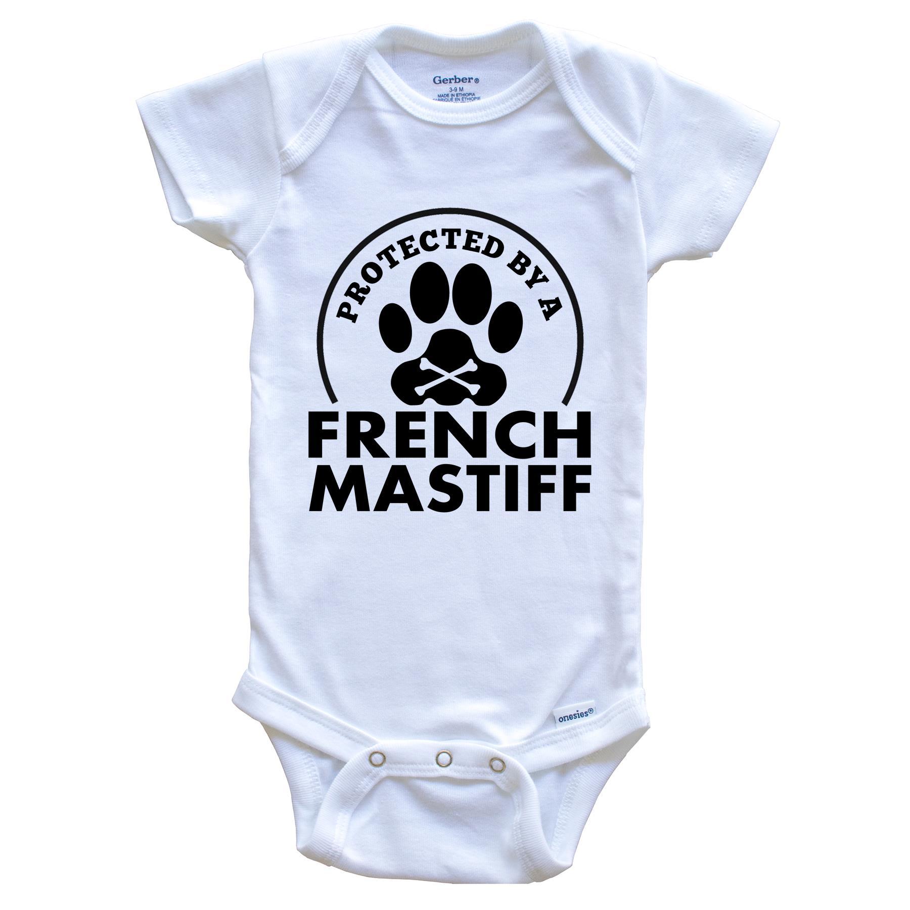 Protected By A French Mastiff Funny Baby Onesie