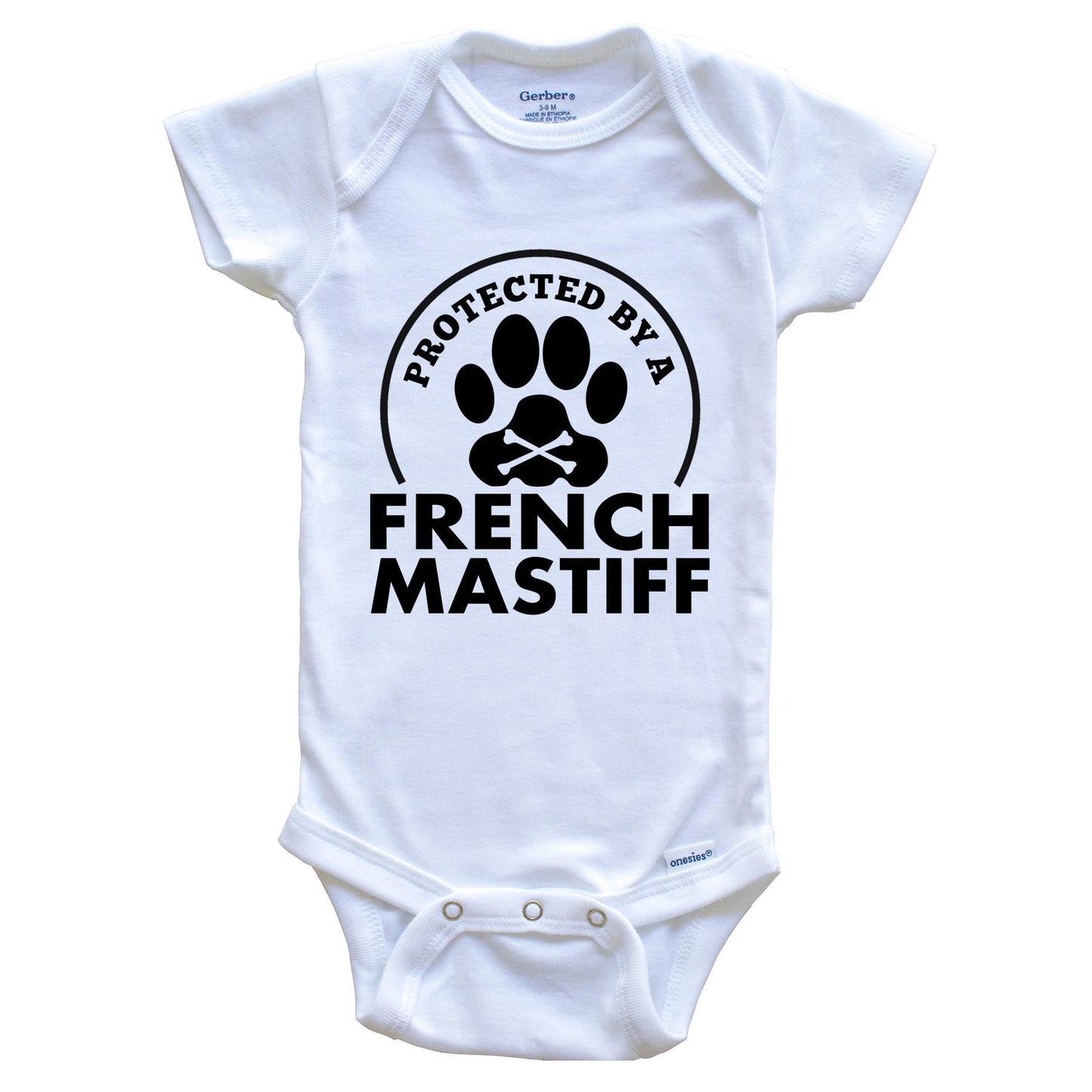 Protected By A French Mastiff Funny Baby Onesie