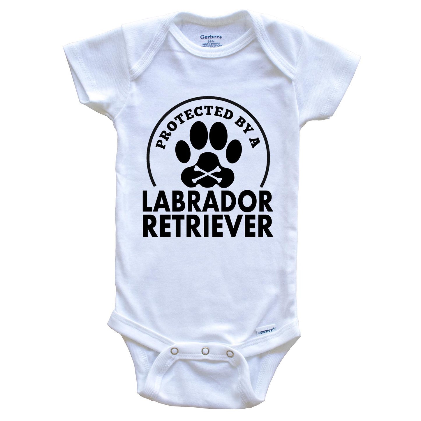 Protected By A Labrador Retriever Funny Baby Onesie