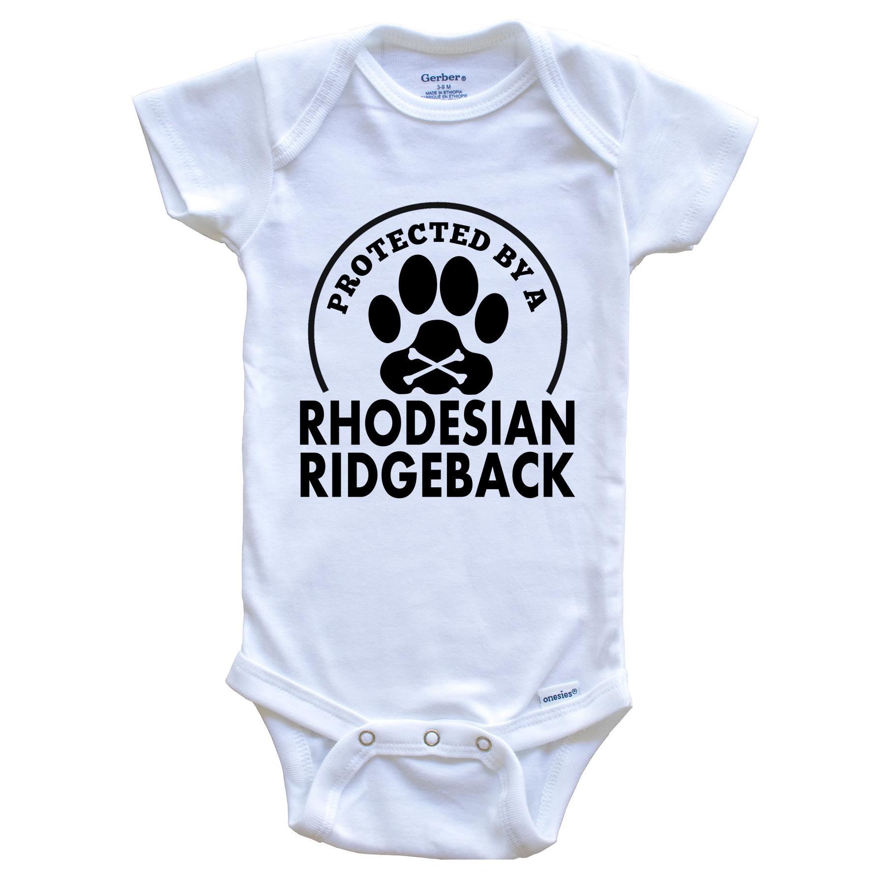 Protected By A Rhodesian Ridgeback Funny Baby Onesie