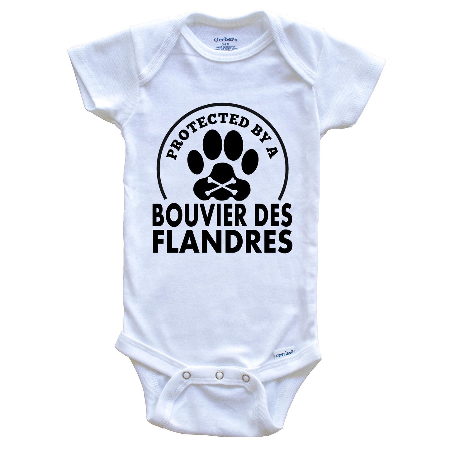 Protected By A Bouvier des Flandres Funny Baby Onesie