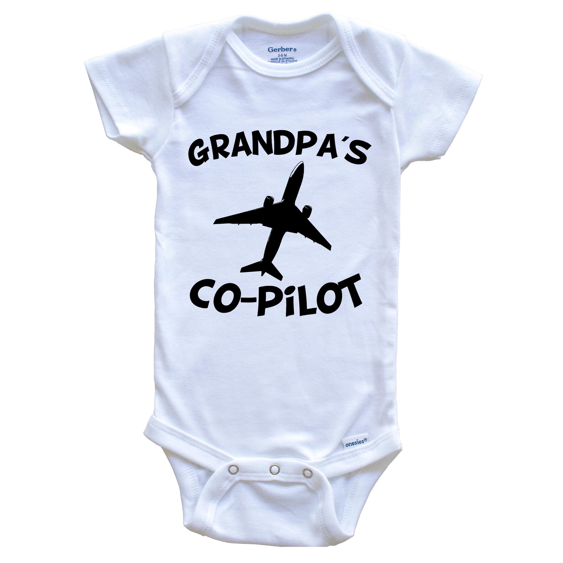 Grandpa's Co-Pilot Cute Airplane Baby Onesie