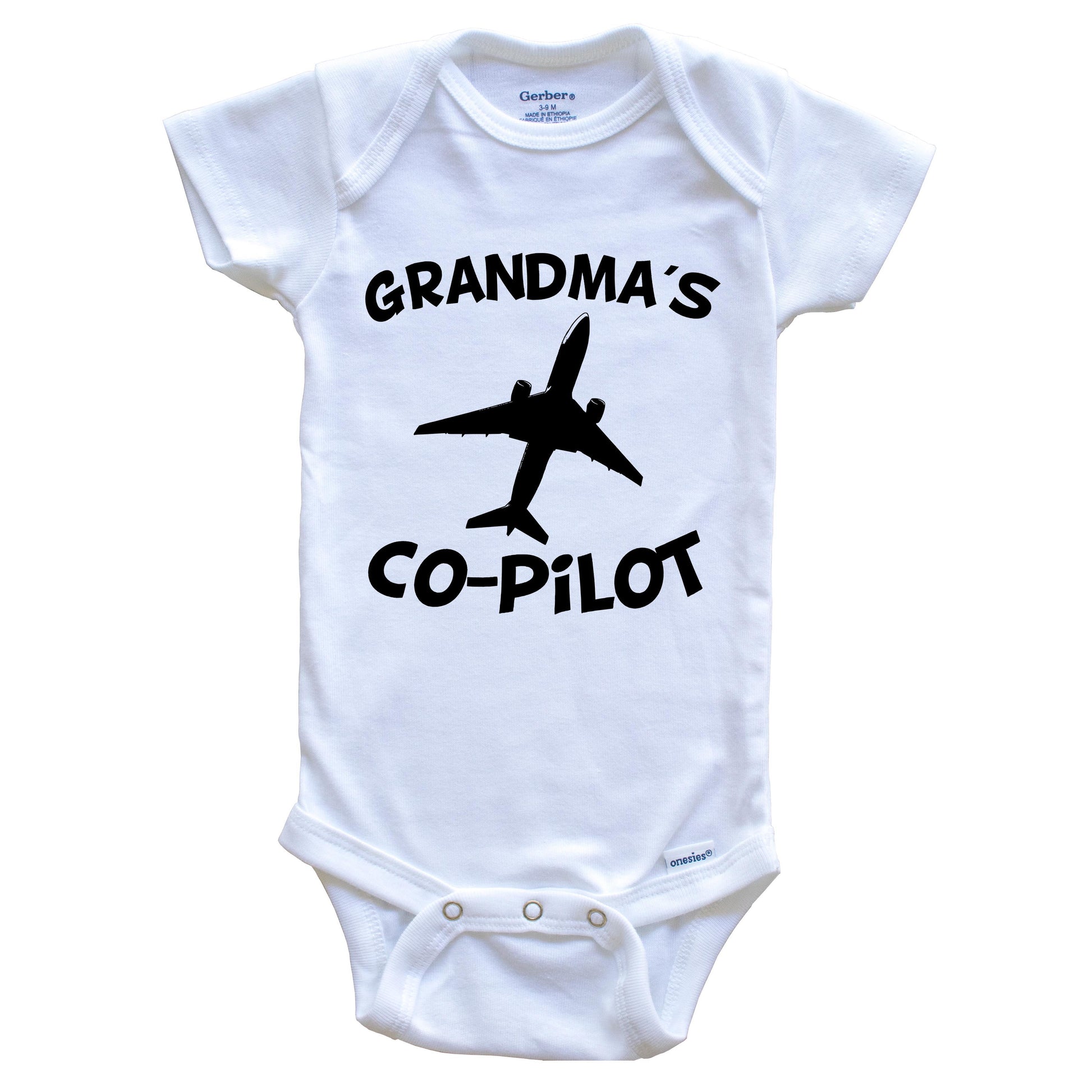 Grandma's Co-Pilot Cute Airplane Baby Onesie