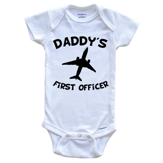 Daddy's First Officer Cute Airplane Baby Onesie