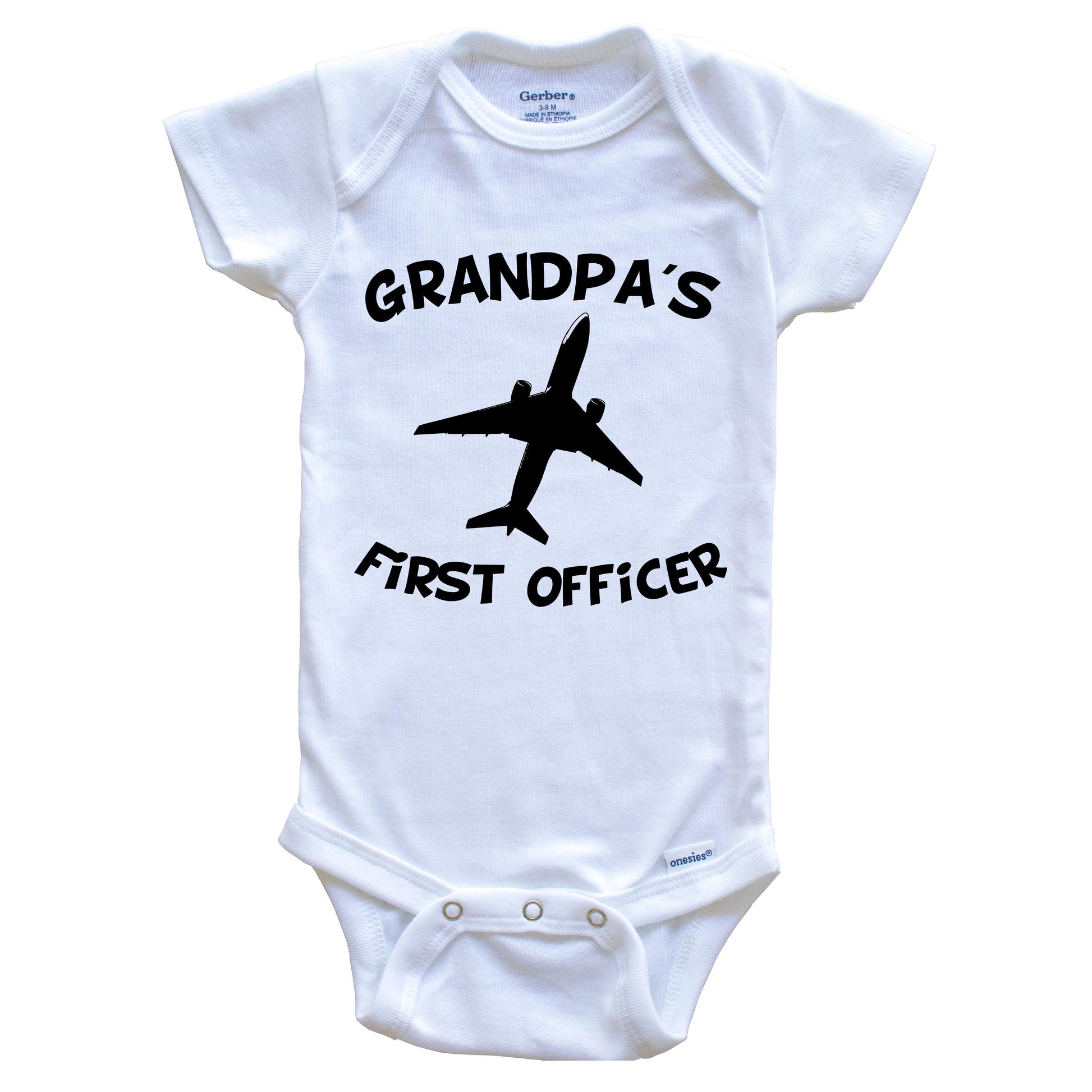 Grandpa's First Officer Cute Airplane Baby Onesie