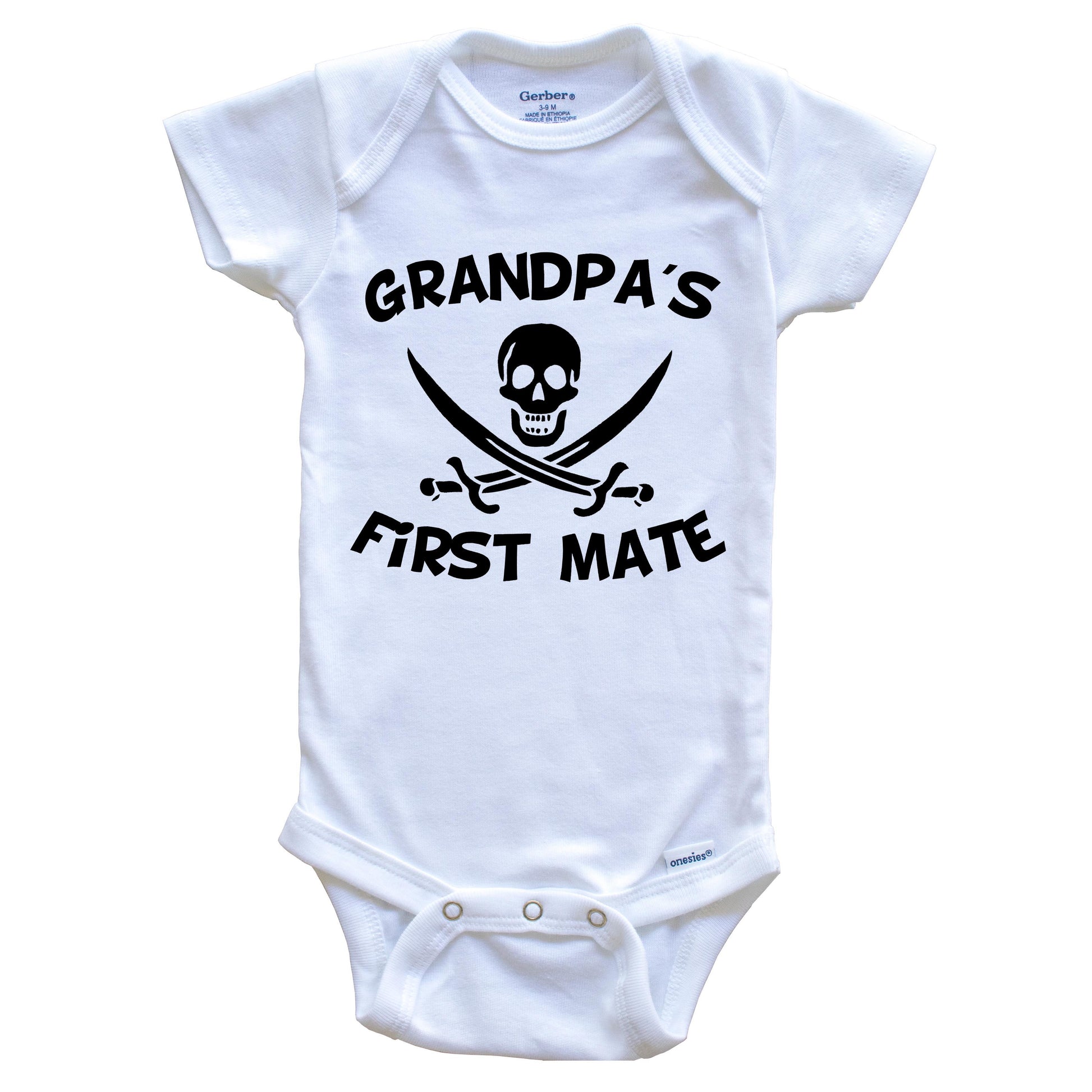 Grandpa's First Mate Funny Pirate Baby Onesie