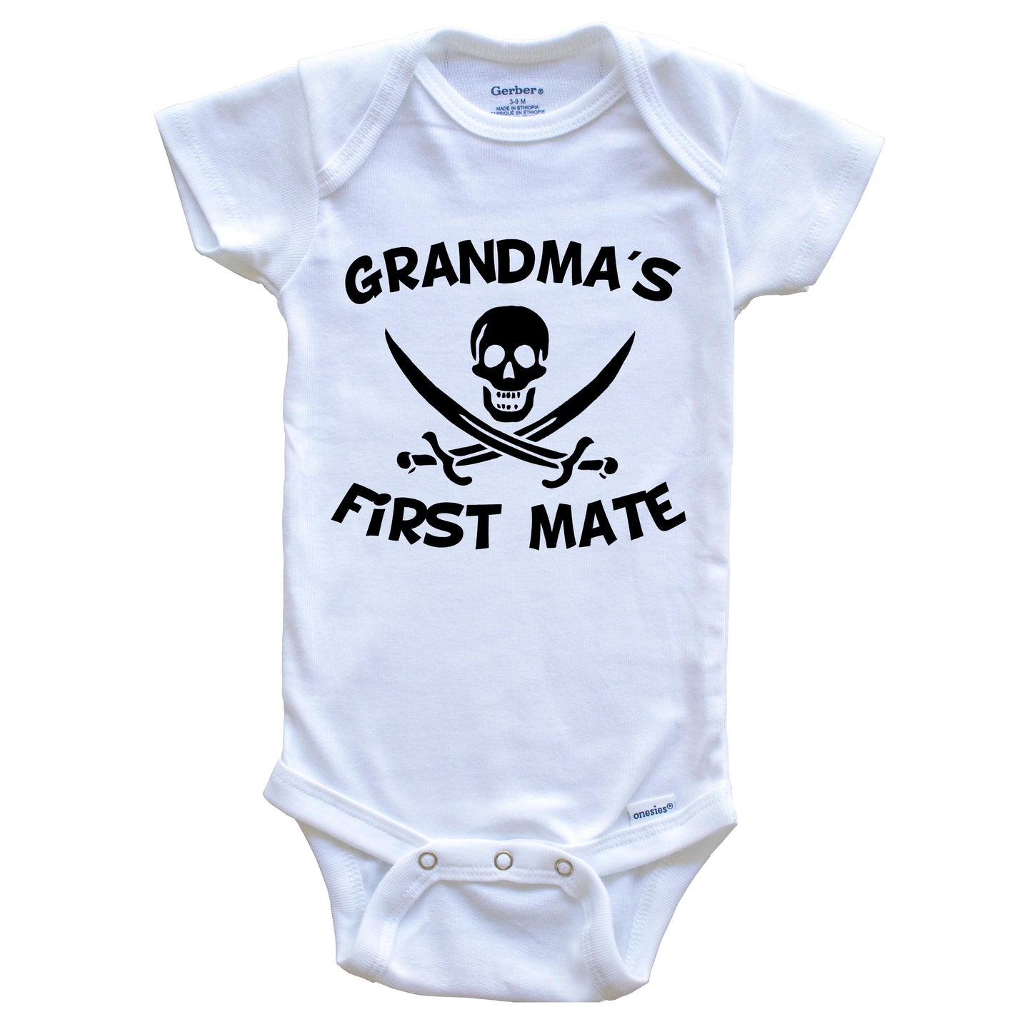 Grandma's First Mate Funny Pirate Baby Onesie