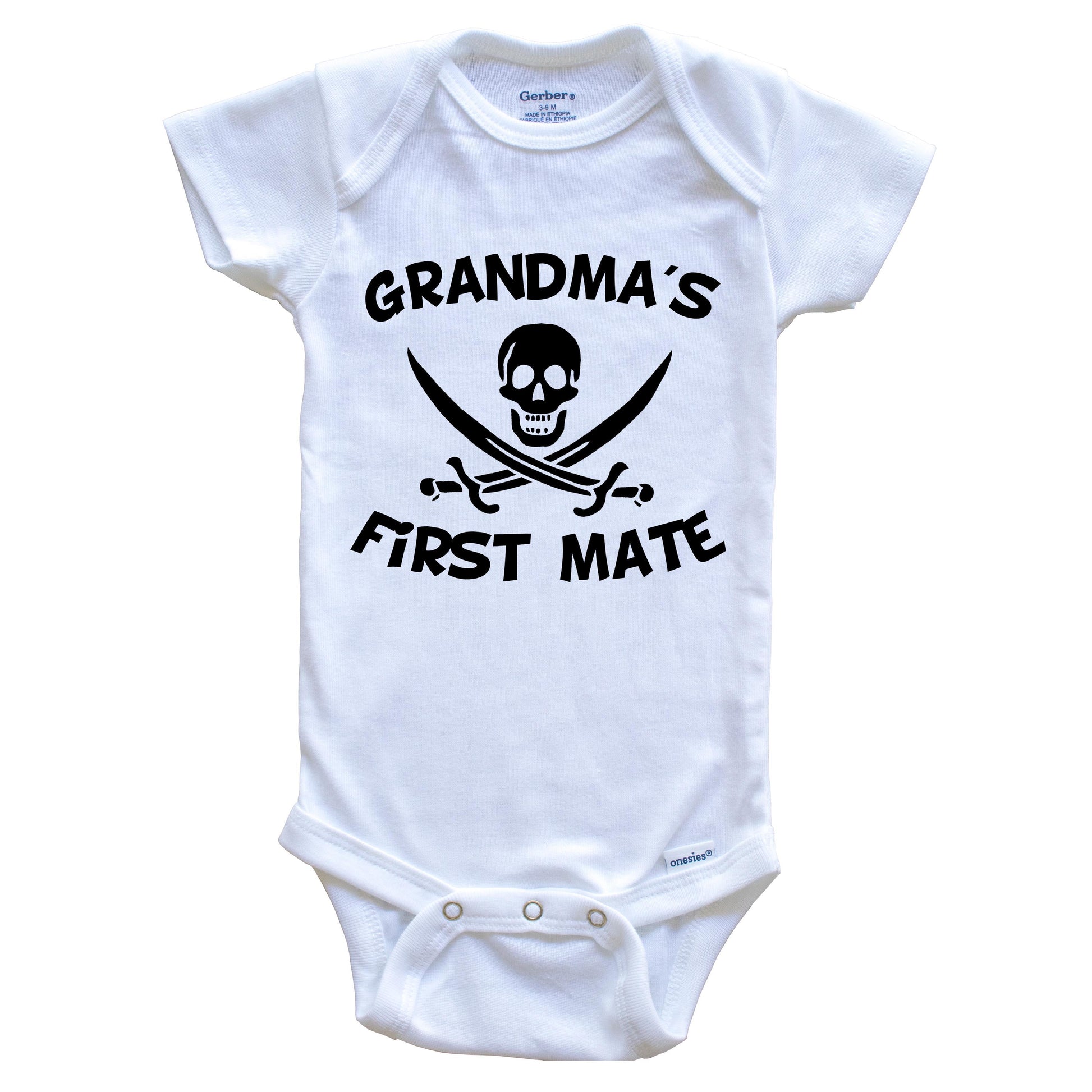 Grandma's First Mate Funny Pirate Baby Onesie