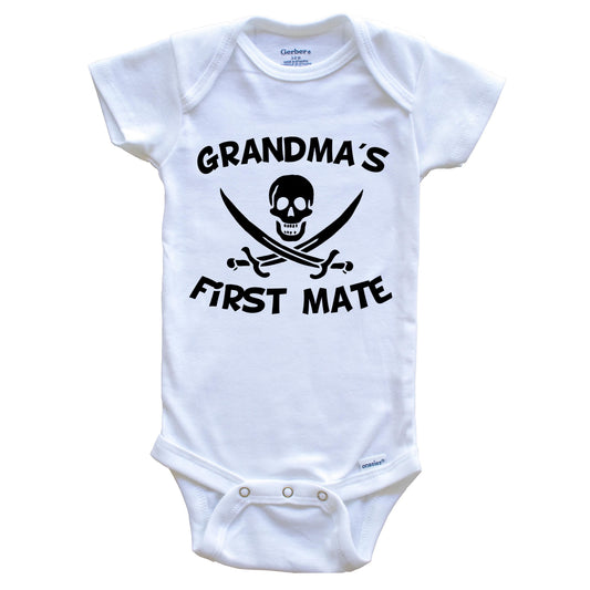 Grandma's First Mate Funny Pirate Baby Onesie