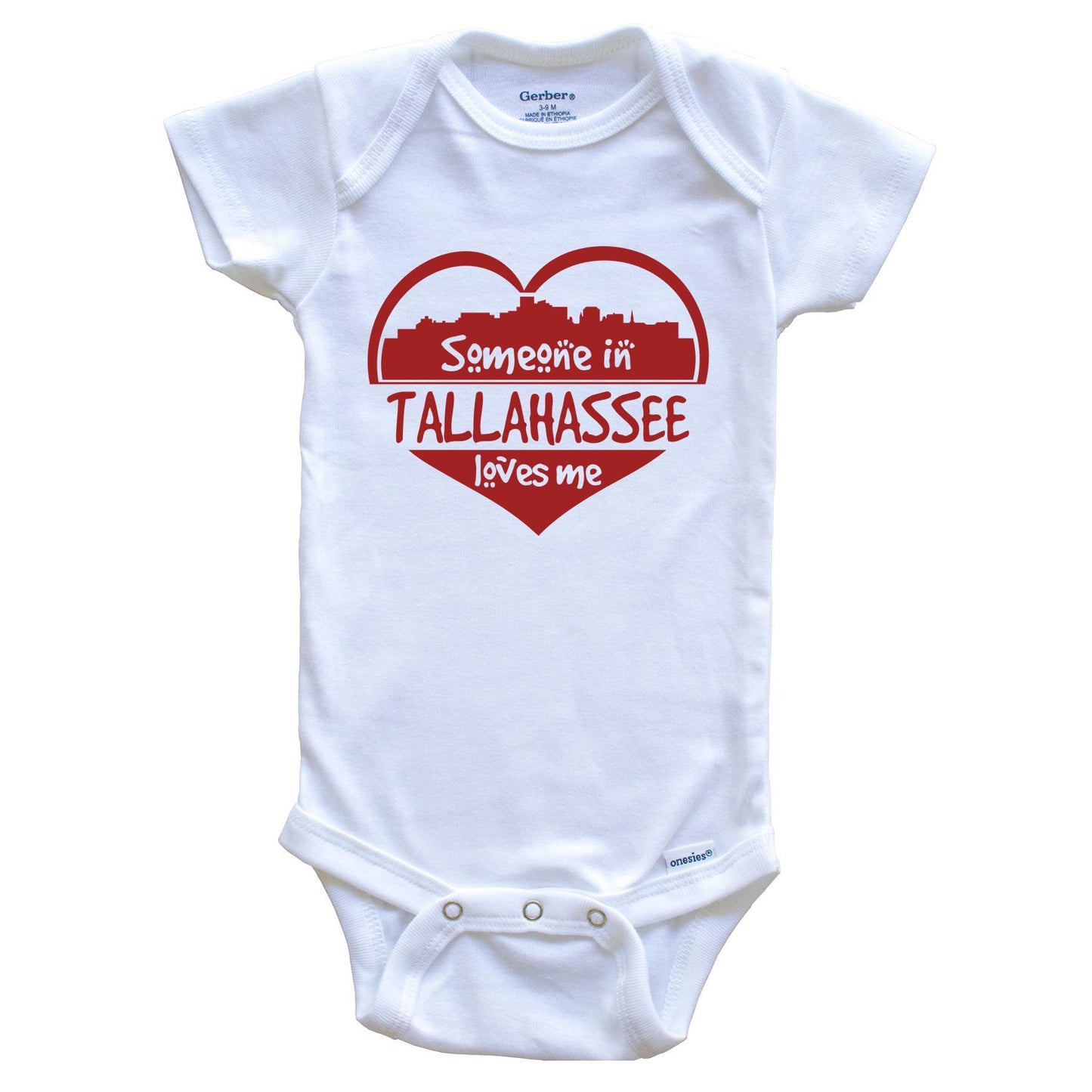 Someone in Tallahassee Loves Me Tallahassee Florida Skyline Heart Baby Onesie