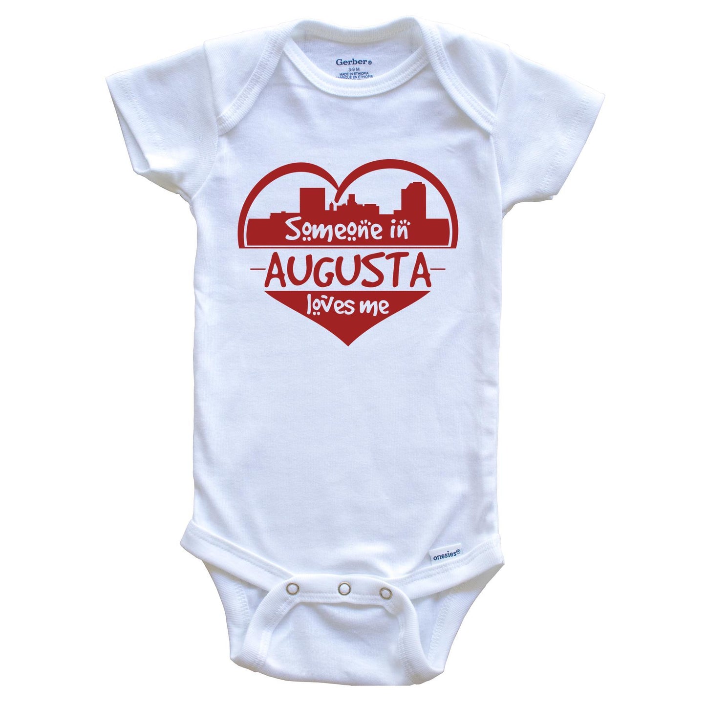 Someone in Augusta Loves Me Augusta Georgia Skyline Heart Baby Onesie
