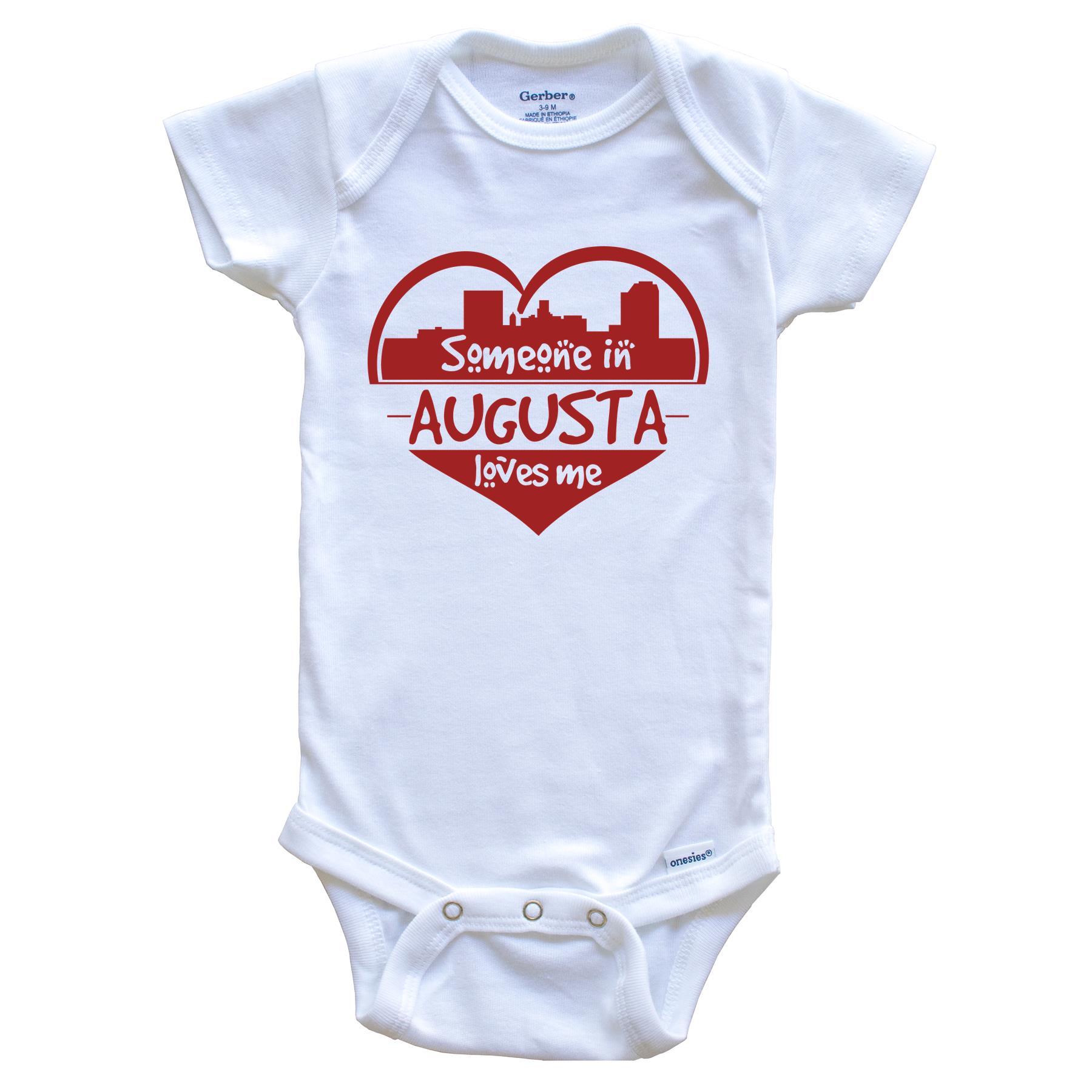 Someone in Augusta Loves Me Augusta Georgia Skyline Heart Baby Onesie