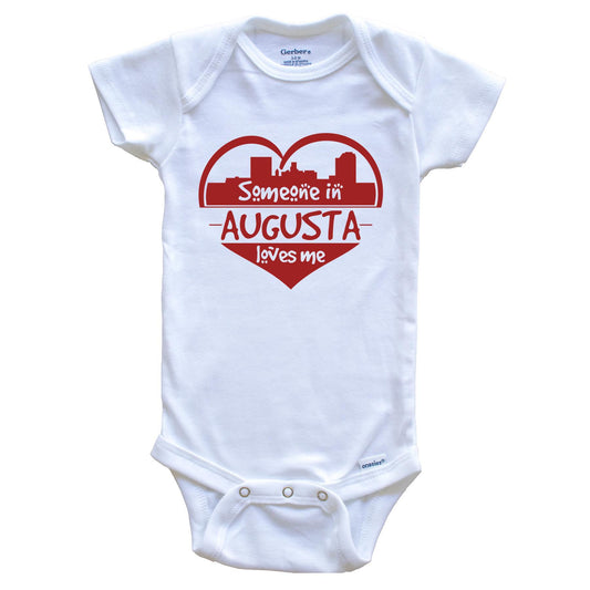Someone in Augusta Loves Me Augusta Georgia Skyline Heart Baby Onesie