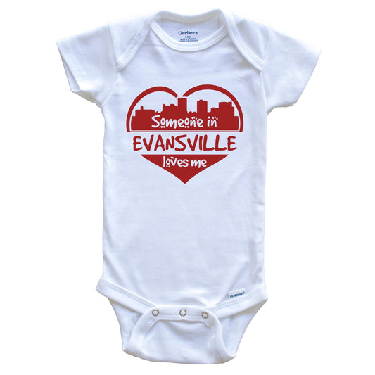 Someone in Evansville Loves Me Evansville Indiana Skyline Heart Baby Onesie