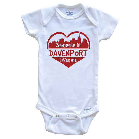 Someone in Davenport Loves Me Davenport Iowa Skyline Heart Baby Onesie