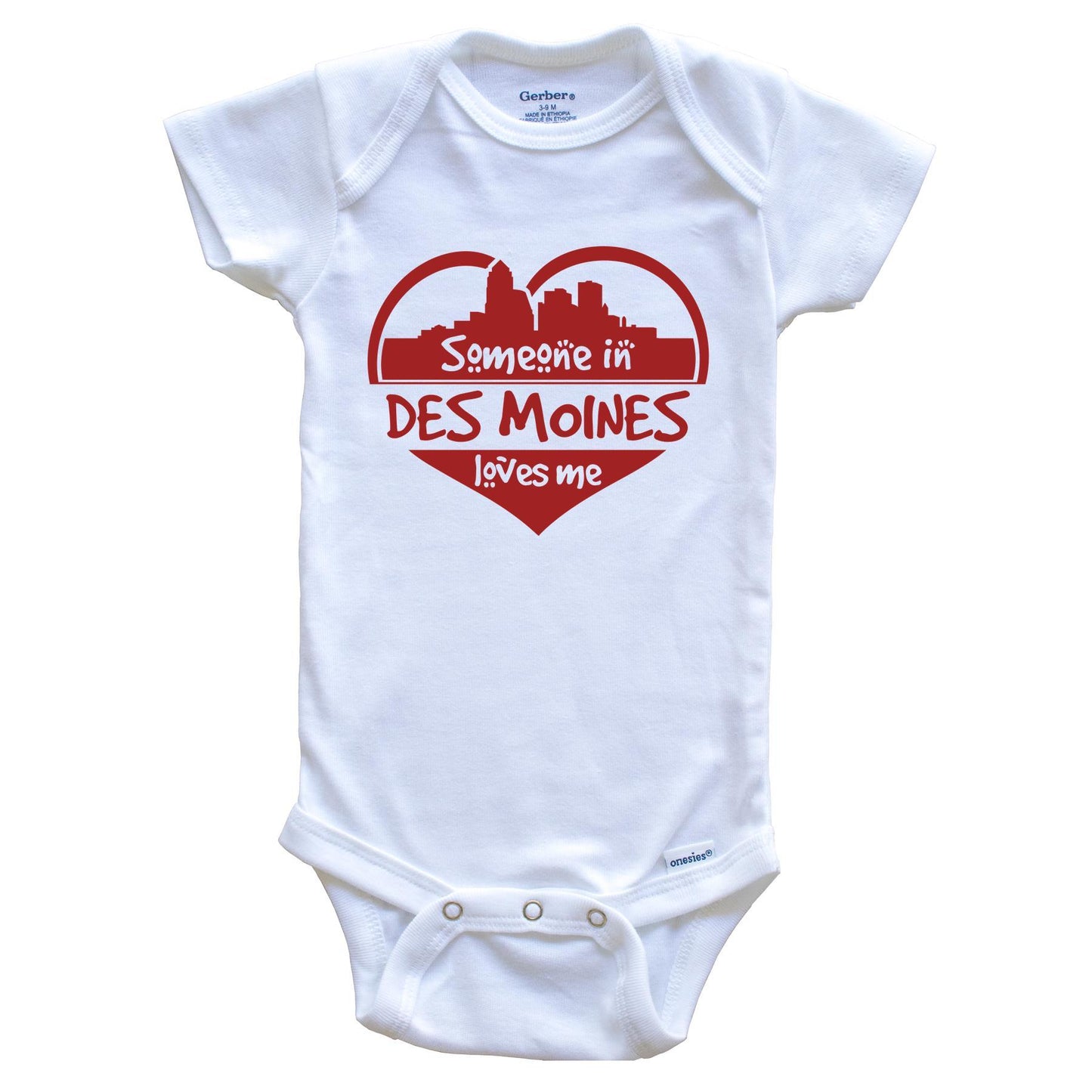 Someone in Des Moines Loves Me Des Moines Iowa Skyline Heart Baby Onesie