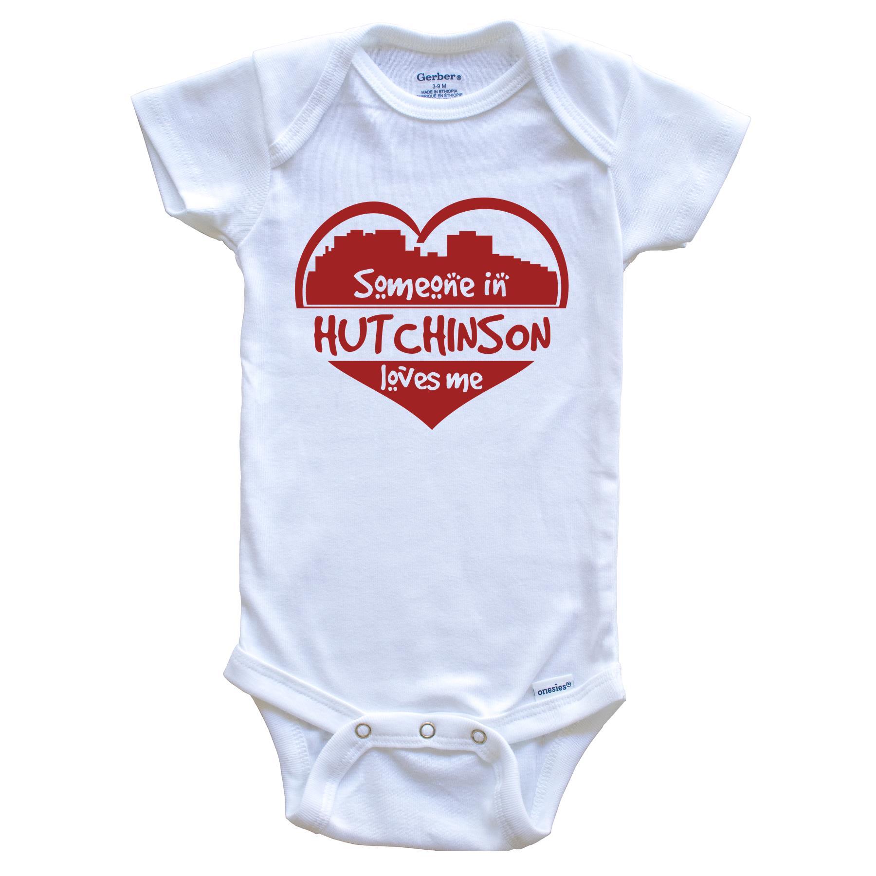 Someone in Hutchinson Loves Me Hutchinson Kansas Skyline Heart Baby Onesie