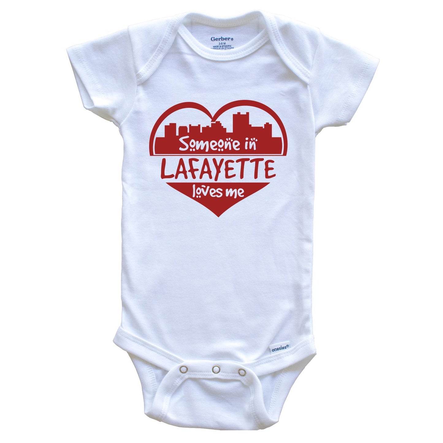 Someone in Lafayette Loves Me Lafayette Louisiana Skyline Heart Baby Onesie