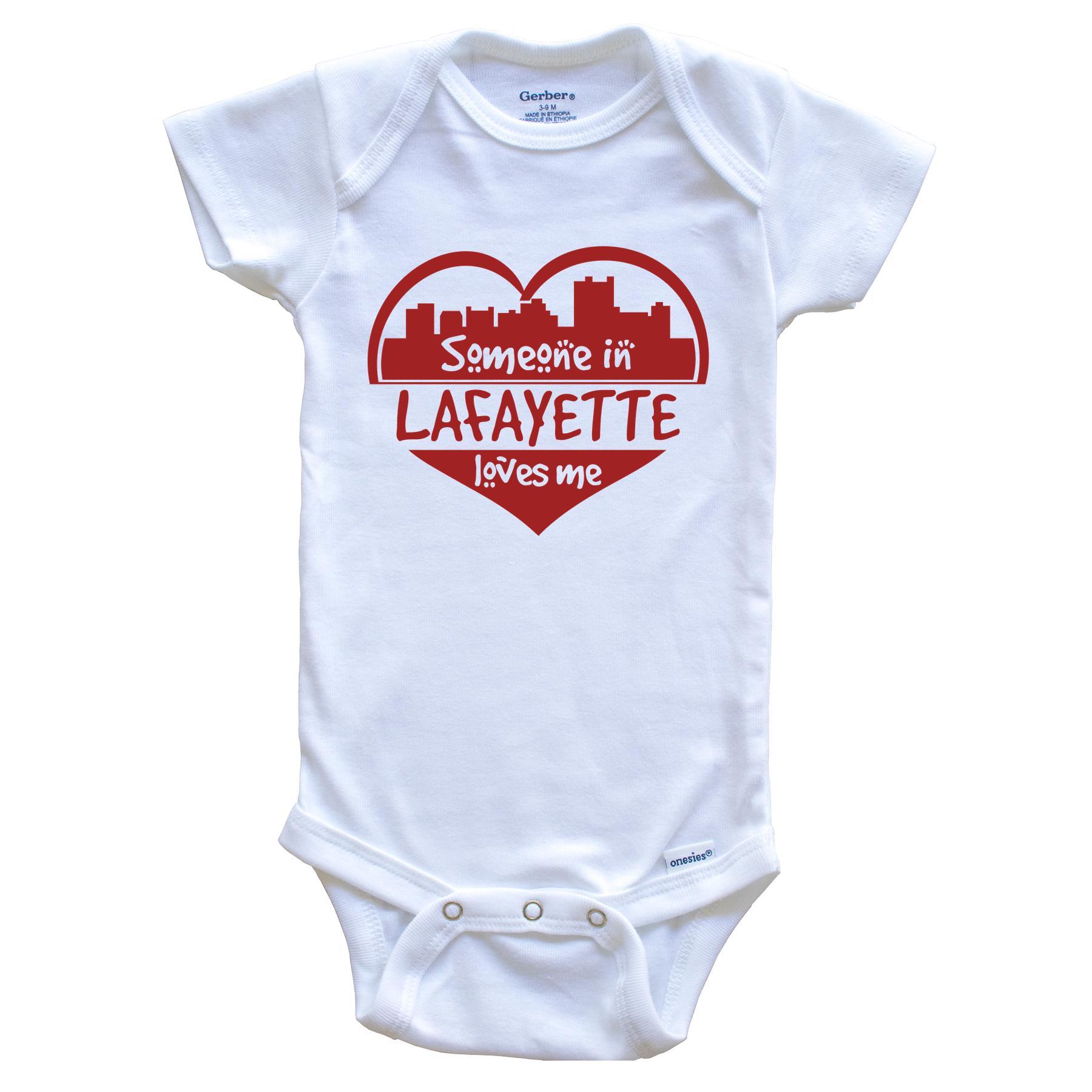 Someone in Lafayette Loves Me Lafayette Louisiana Skyline Heart Baby Onesie