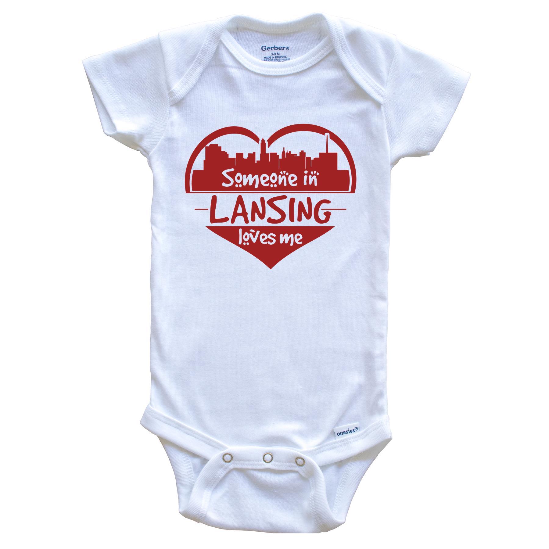 Someone in Lansing Loves Me Lansing Michigan Skyline Heart Baby Onesie