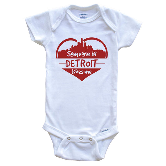 Someone in Detroit Loves Me Detroit Michigan Skyline Heart Baby Onesie