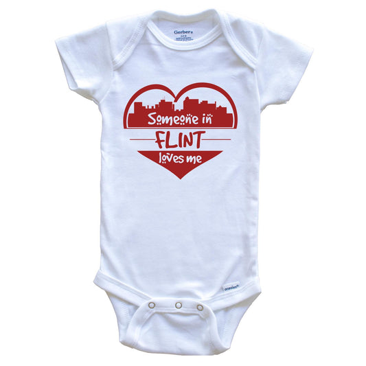 Someone in Flint Loves Me Flint Michigan Skyline Heart Baby Onesie