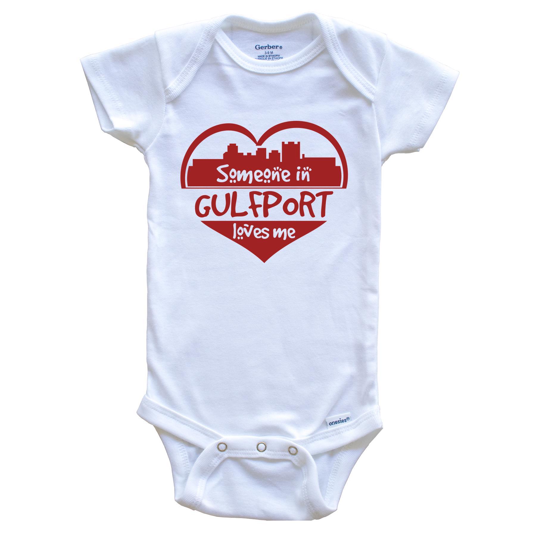 Someone in Gulfport Loves Me Gulfport Mississippi Skyline Heart Baby Onesie