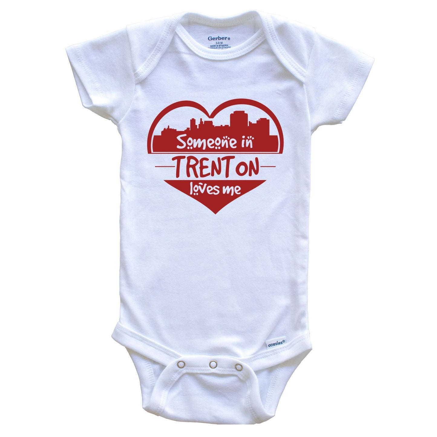 Someone in Trenton Loves Me Trenton New Jersey Skyline Heart Baby Onesie