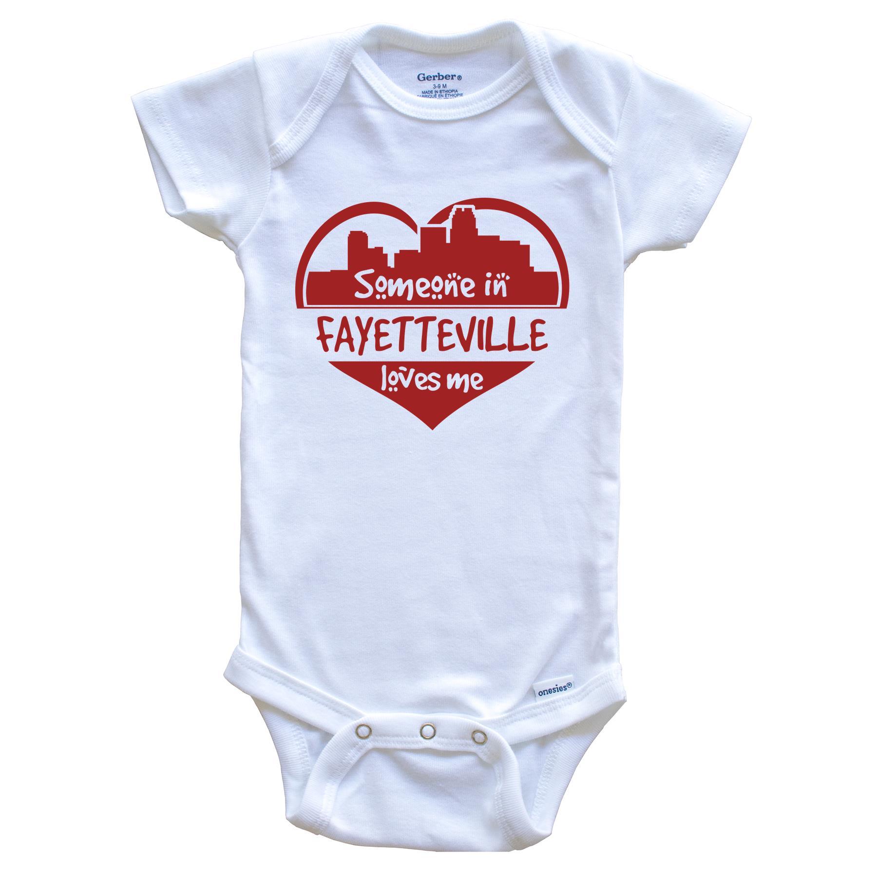 Someone in Fayetteville Loves Me Fayetteville North Carolina Skyline Heart Baby Onesie