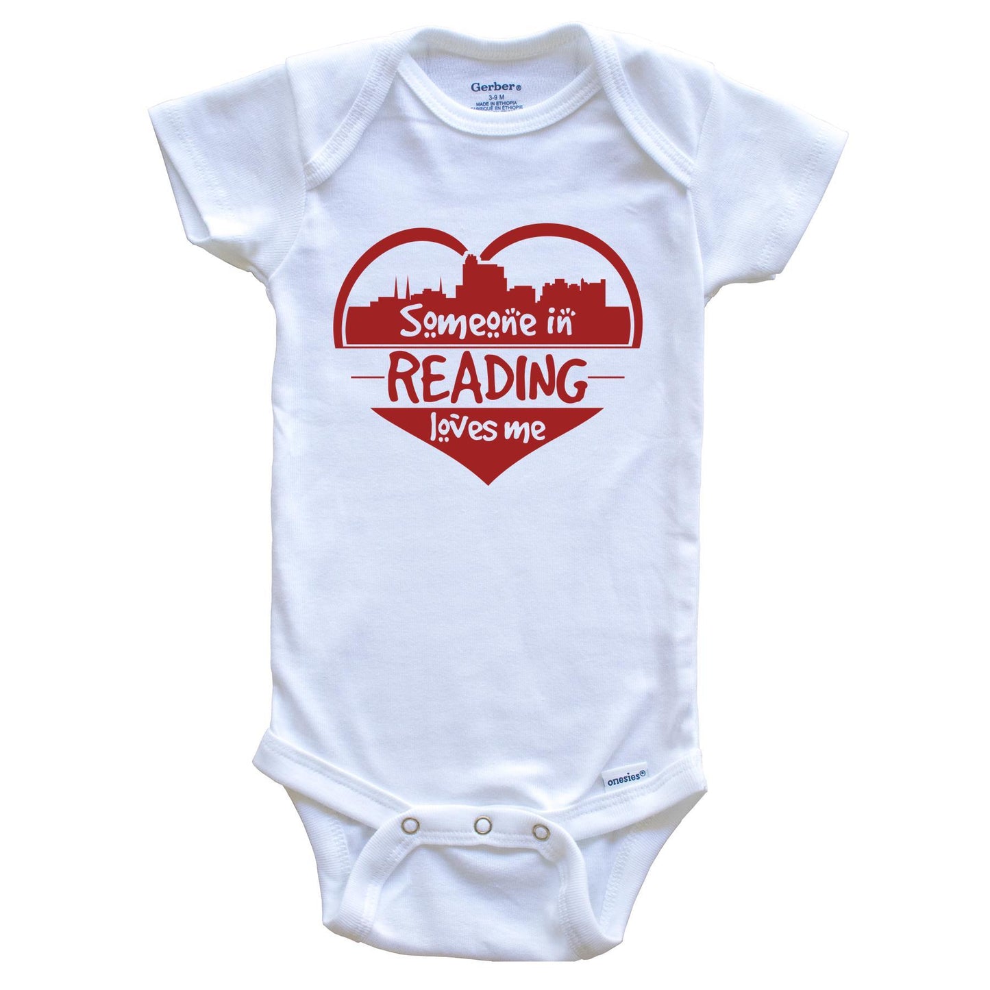 Someone in Reading Loves Me Reading Pennsylvania Skyline Heart Baby Onesie