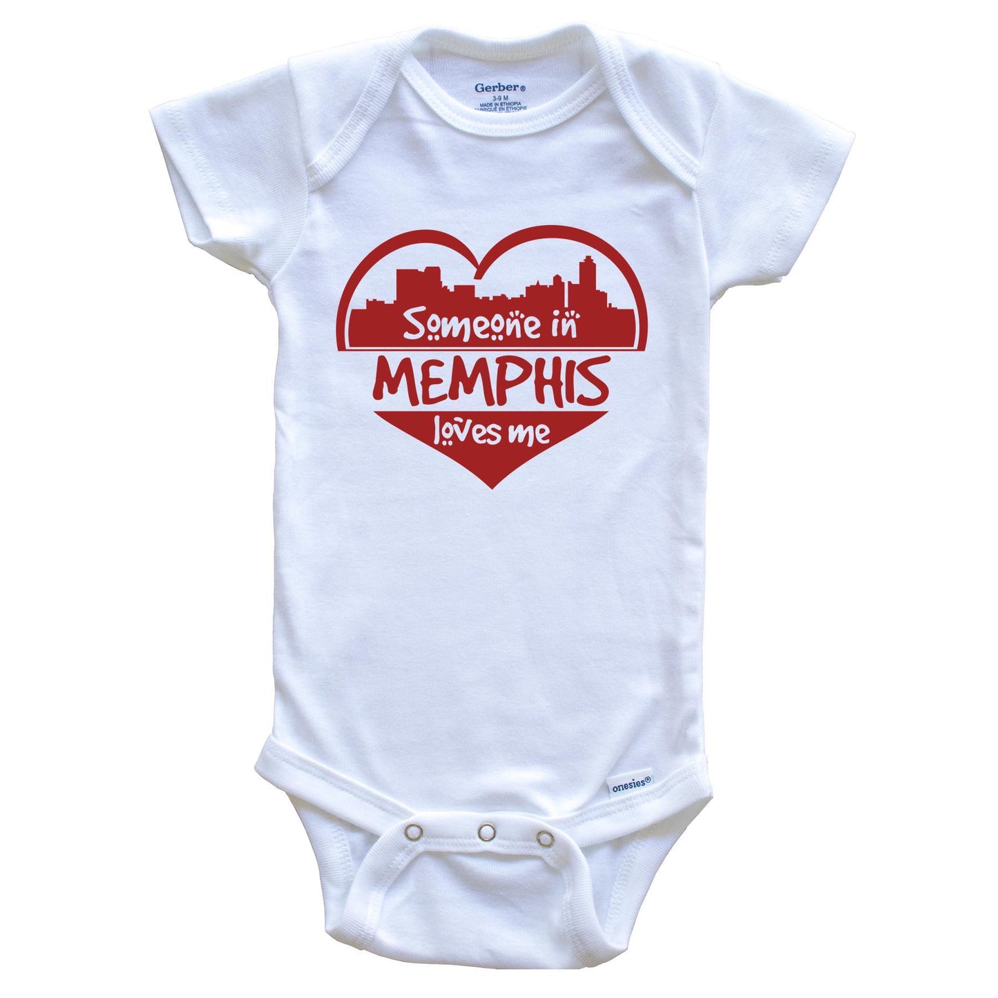 Someone in Memphis Loves Me Memphis Tennessee Skyline Heart Baby Onesie