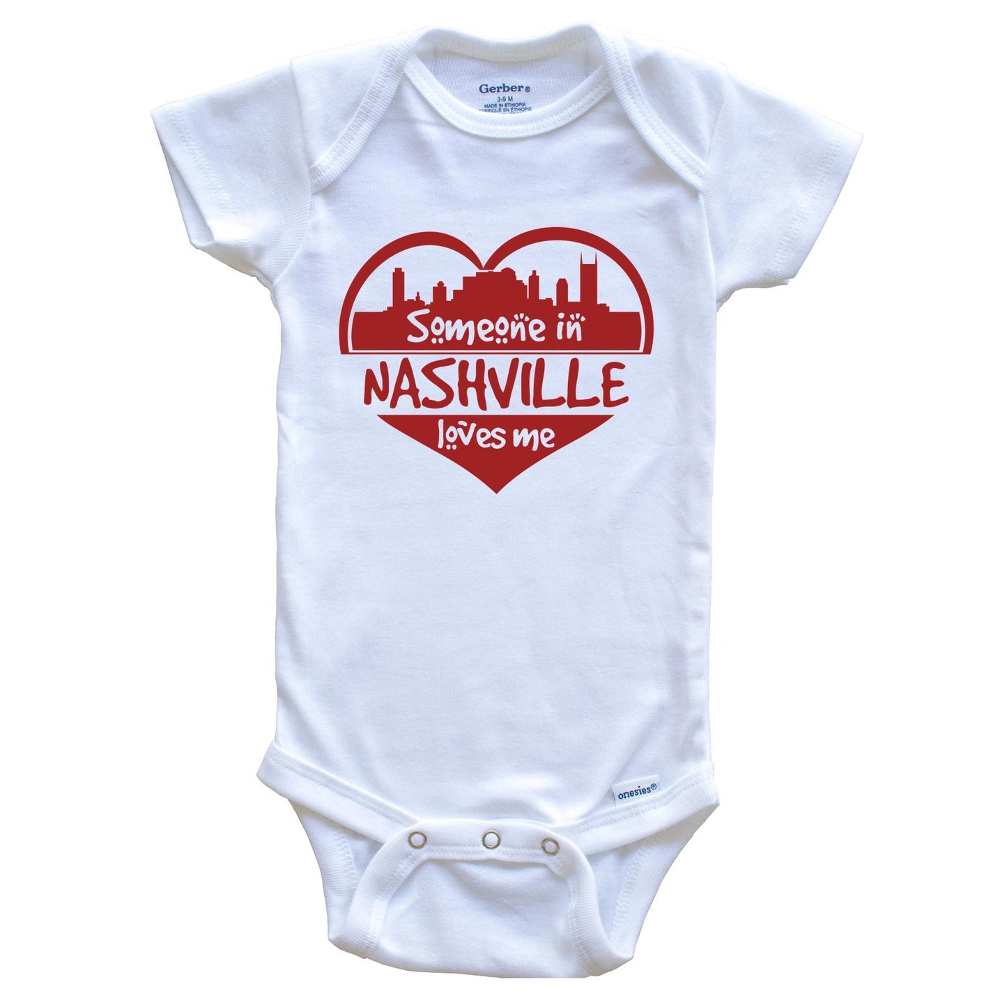 Someone in Nashville Loves Me Nashville Tennessee Skyline Heart Baby Onesie