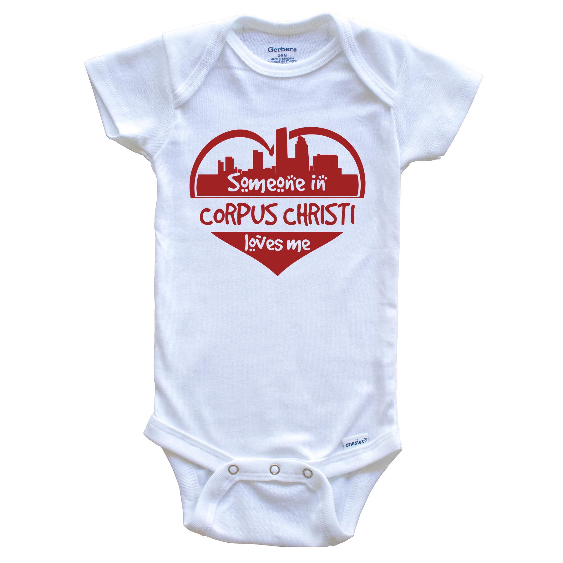Someone in Corpus Christi Loves Me Corpus Christi Texas Skyline Heart Baby Onesie