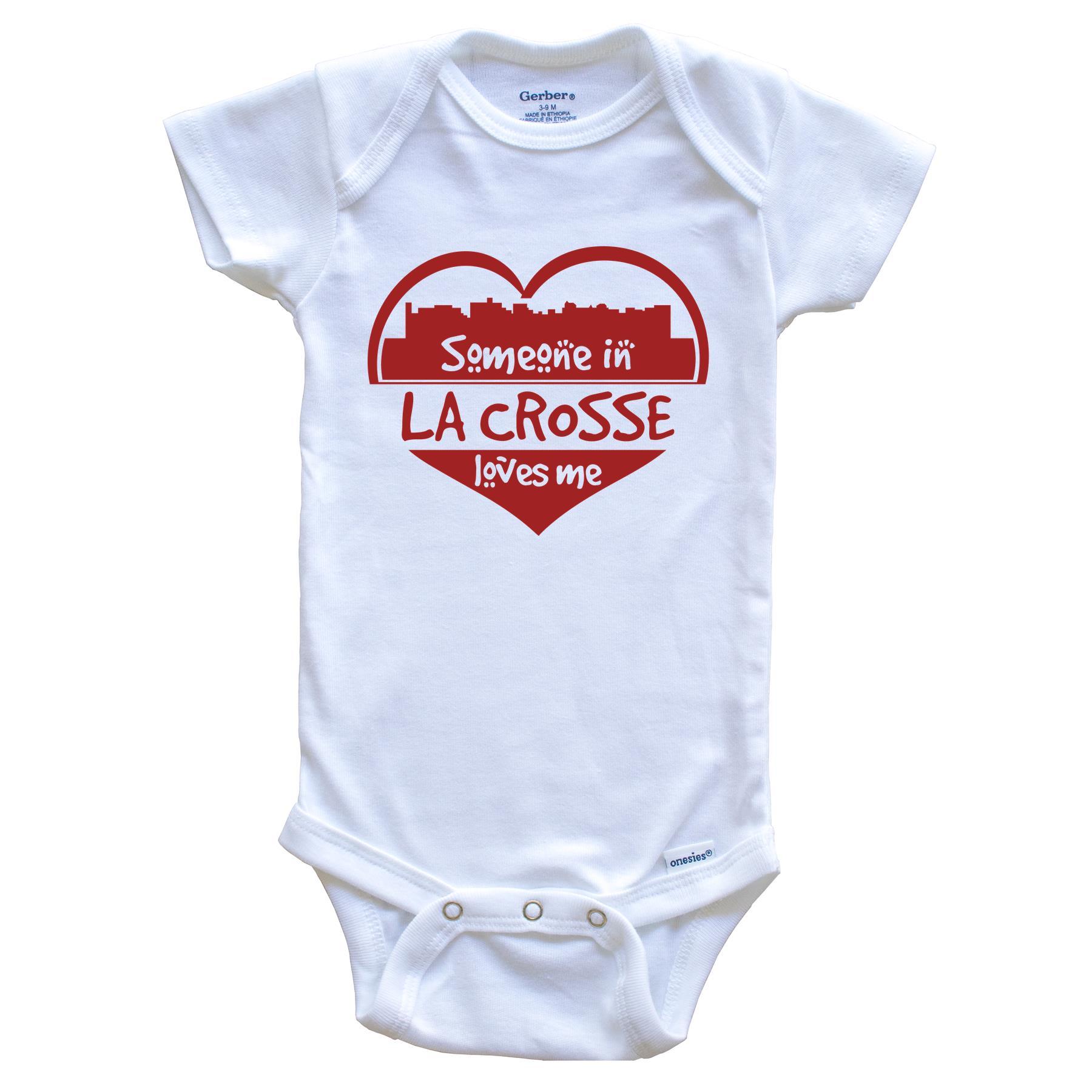 Someone in La Crosse Loves Me La Crosse Wisconsin Skyline Heart Baby Onesie