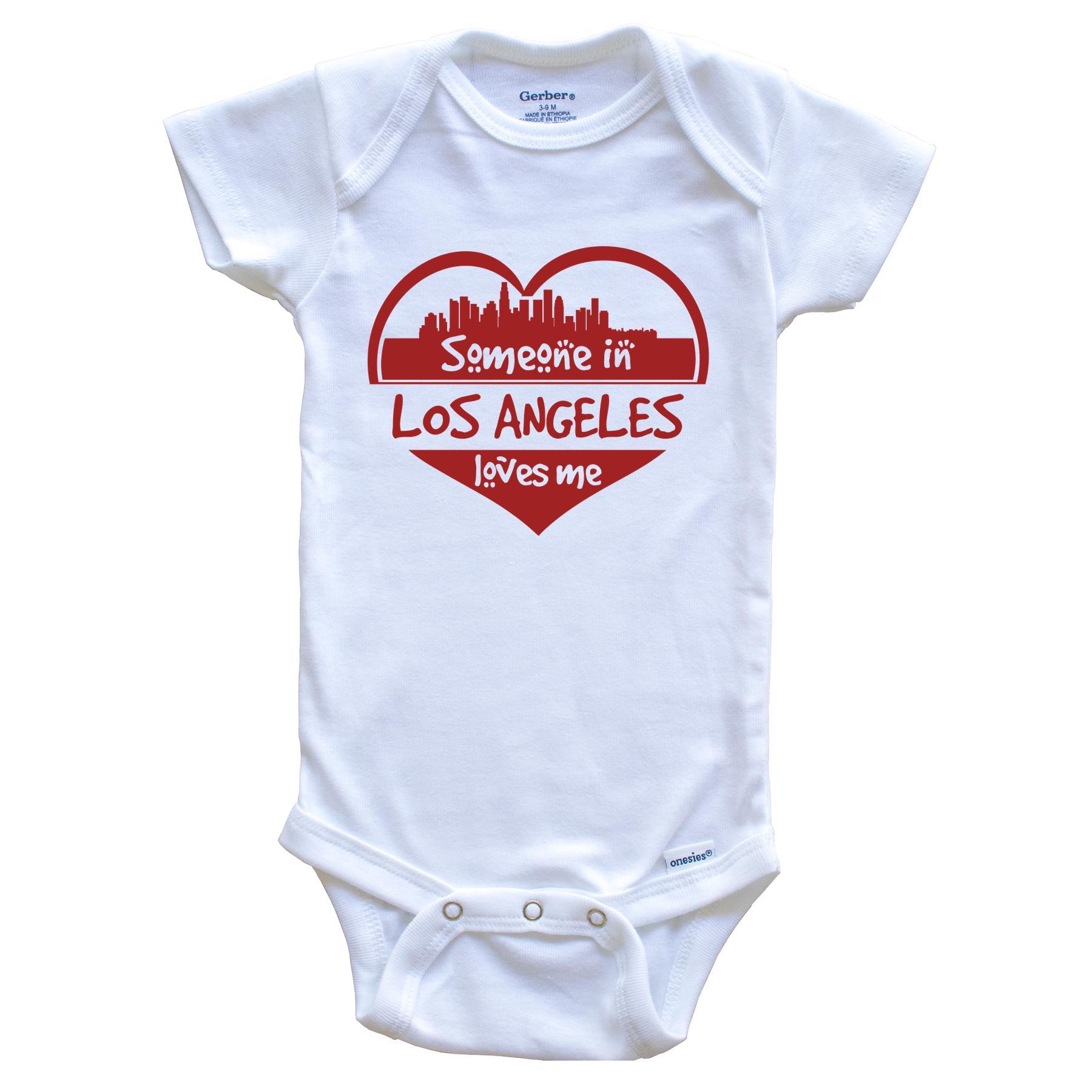 Someone in Los Angeles Loves Me Los Angeles California Skyline Heart Baby Onesie