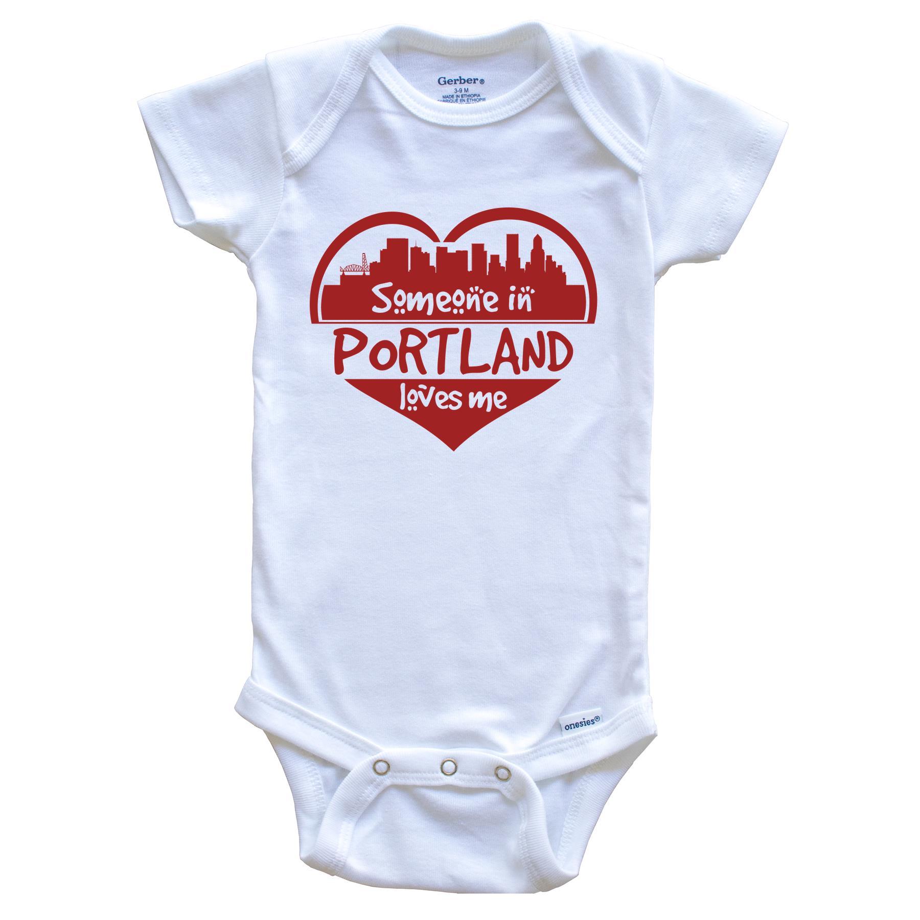 Someone in Portland Loves Me Portland Oregon Skyline Heart Baby Onesie