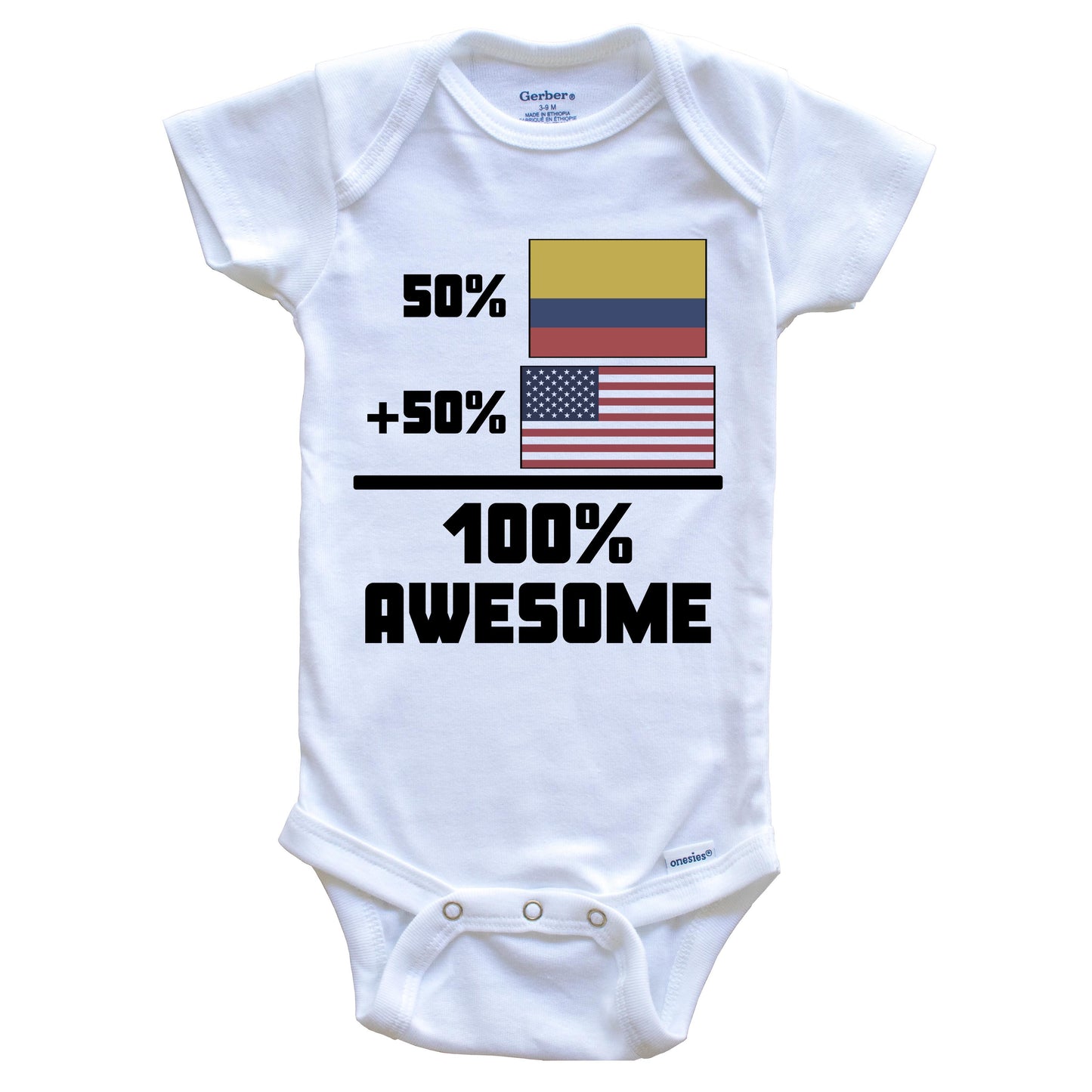 50% Colombian 50% American 100% Awesome Funny Flag Baby Onesie