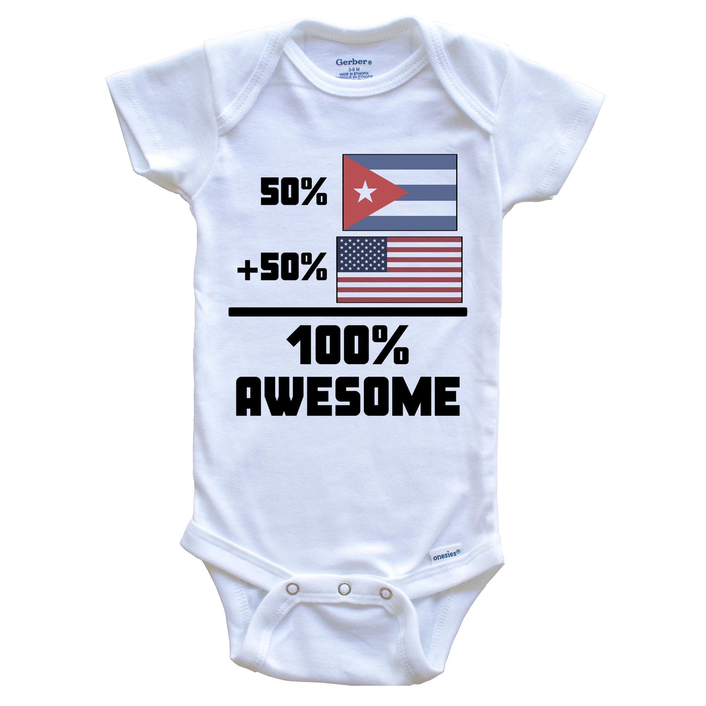 50% Cuban 50% American 100% Awesome Funny Flag Baby Onesie