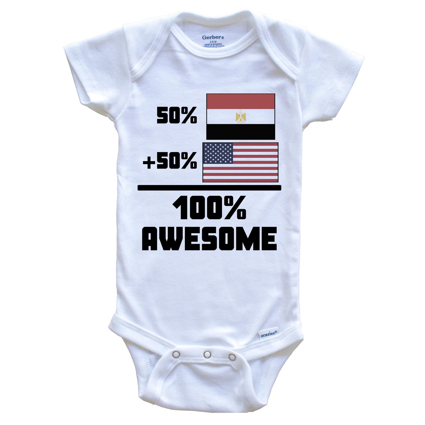 50% Egyptian 50% American 100% Awesome Funny Flag Baby Onesie