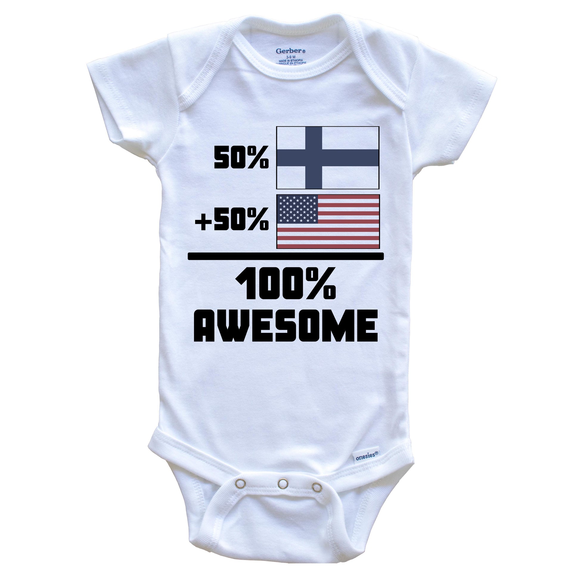 50% Finnish 50% American 100% Awesome Funny Flag Baby Onesie
