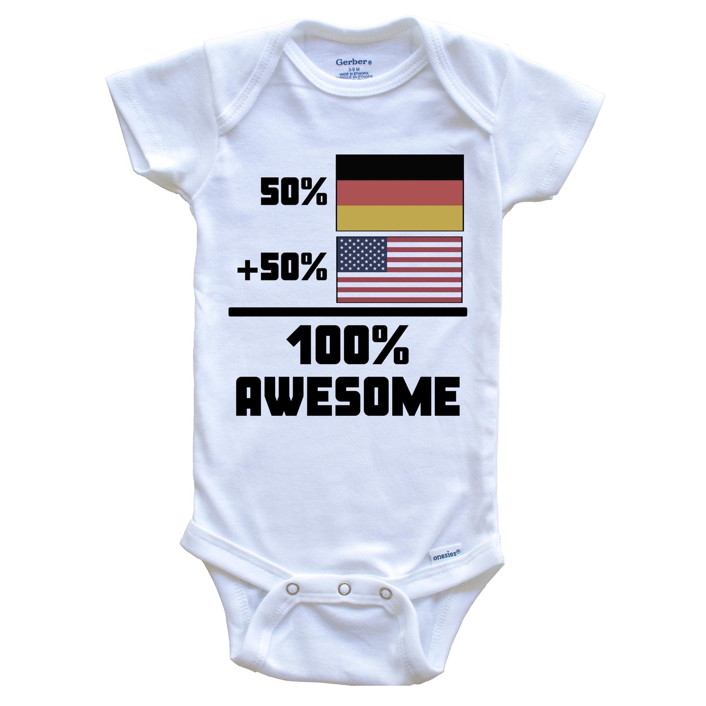 50% German 50% American 100% Awesome Funny Flag Baby Onesie