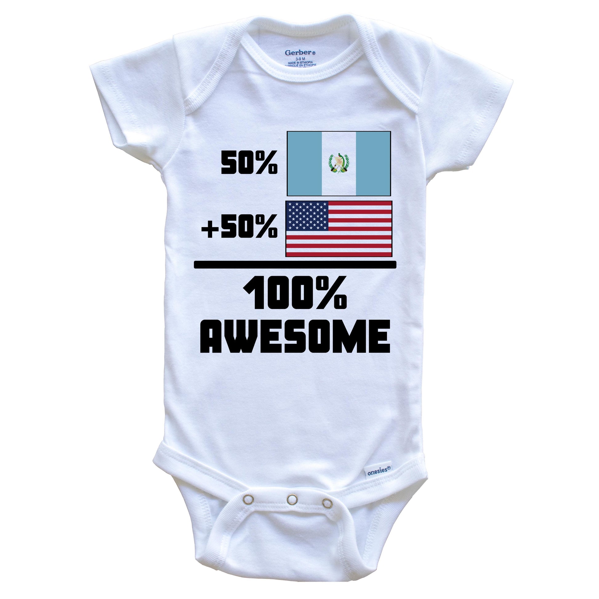 50% Guatemalan 50% American 100% Awesome Funny Flag Baby Onesie