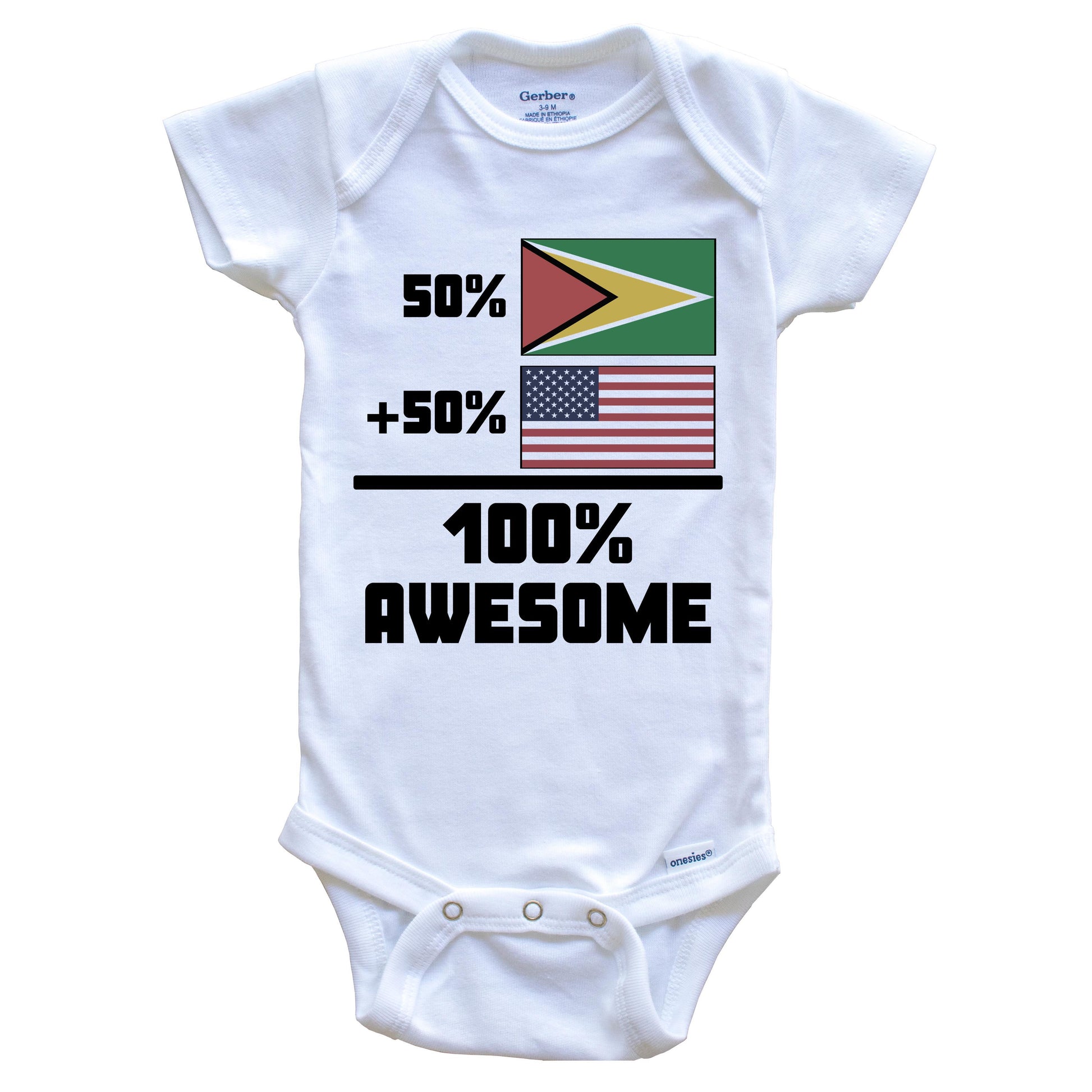 50% Guyanese 50% American 100% Awesome Funny Flag Baby Onesie