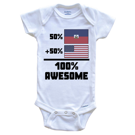 50% Haitian 50% American 100% Awesome Funny Flag Baby Onesie