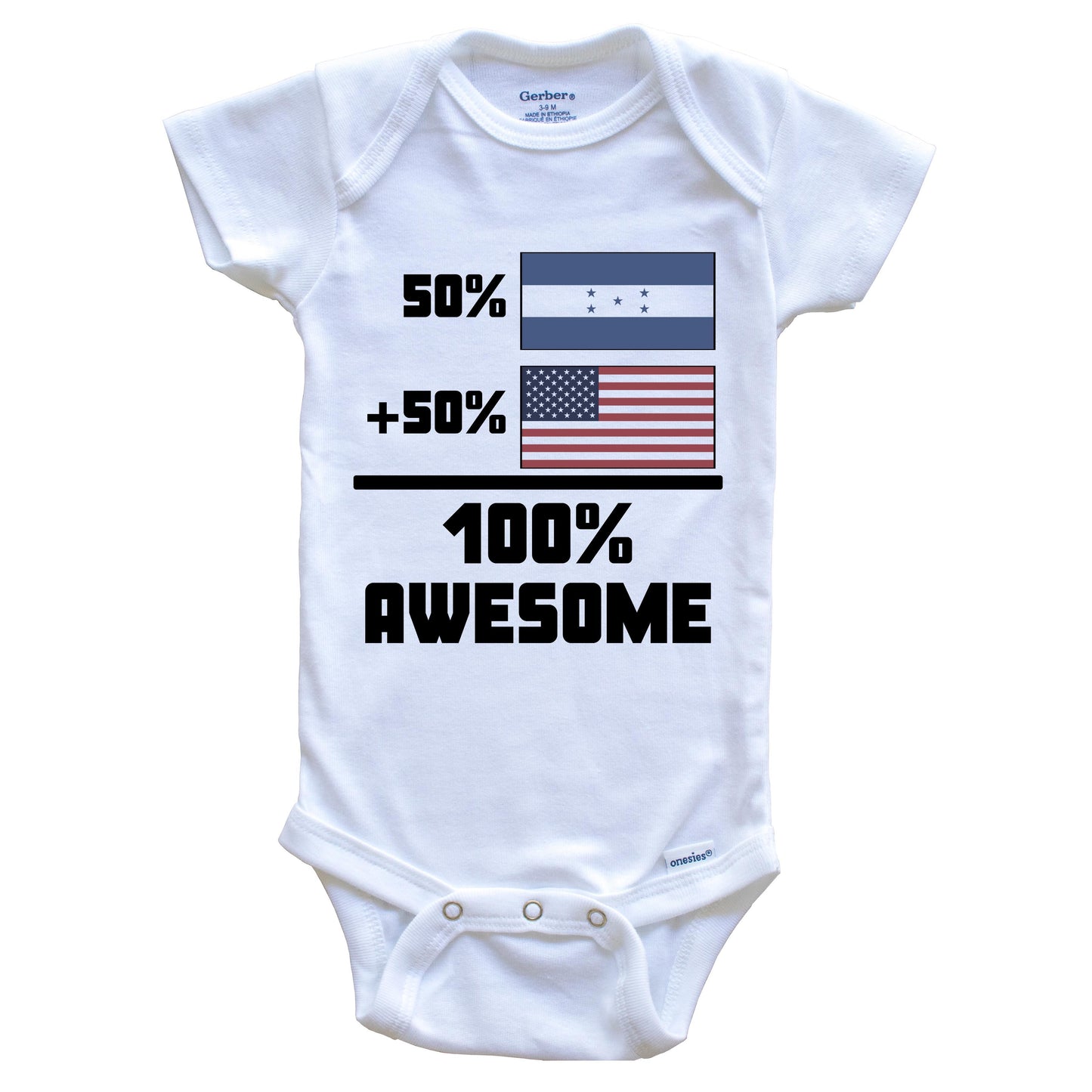 50% Honduran 50% American 100% Awesome Funny Flag Baby Onesie