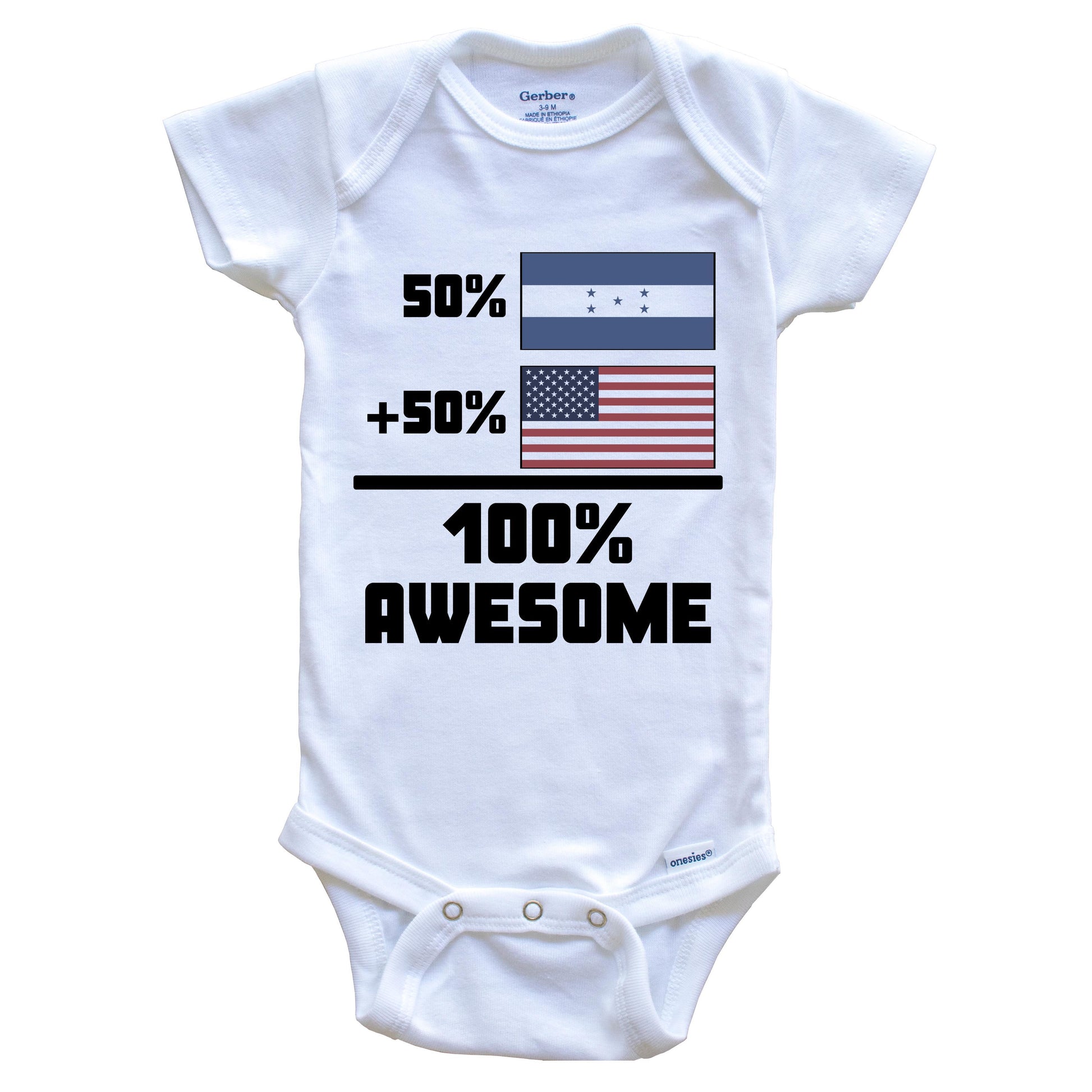 50% Honduran 50% American 100% Awesome Funny Flag Baby Onesie