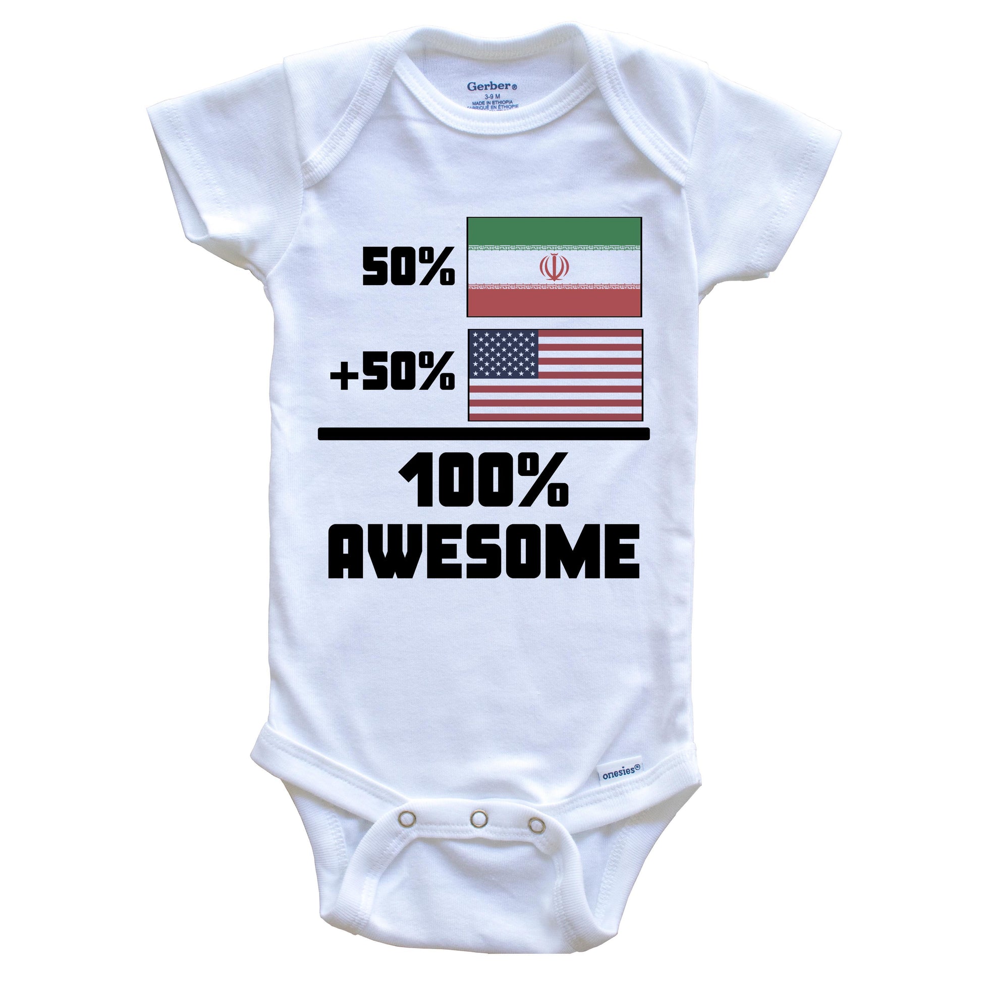50% Iranian 50% American 100% Awesome Funny Flag Baby Onesie
