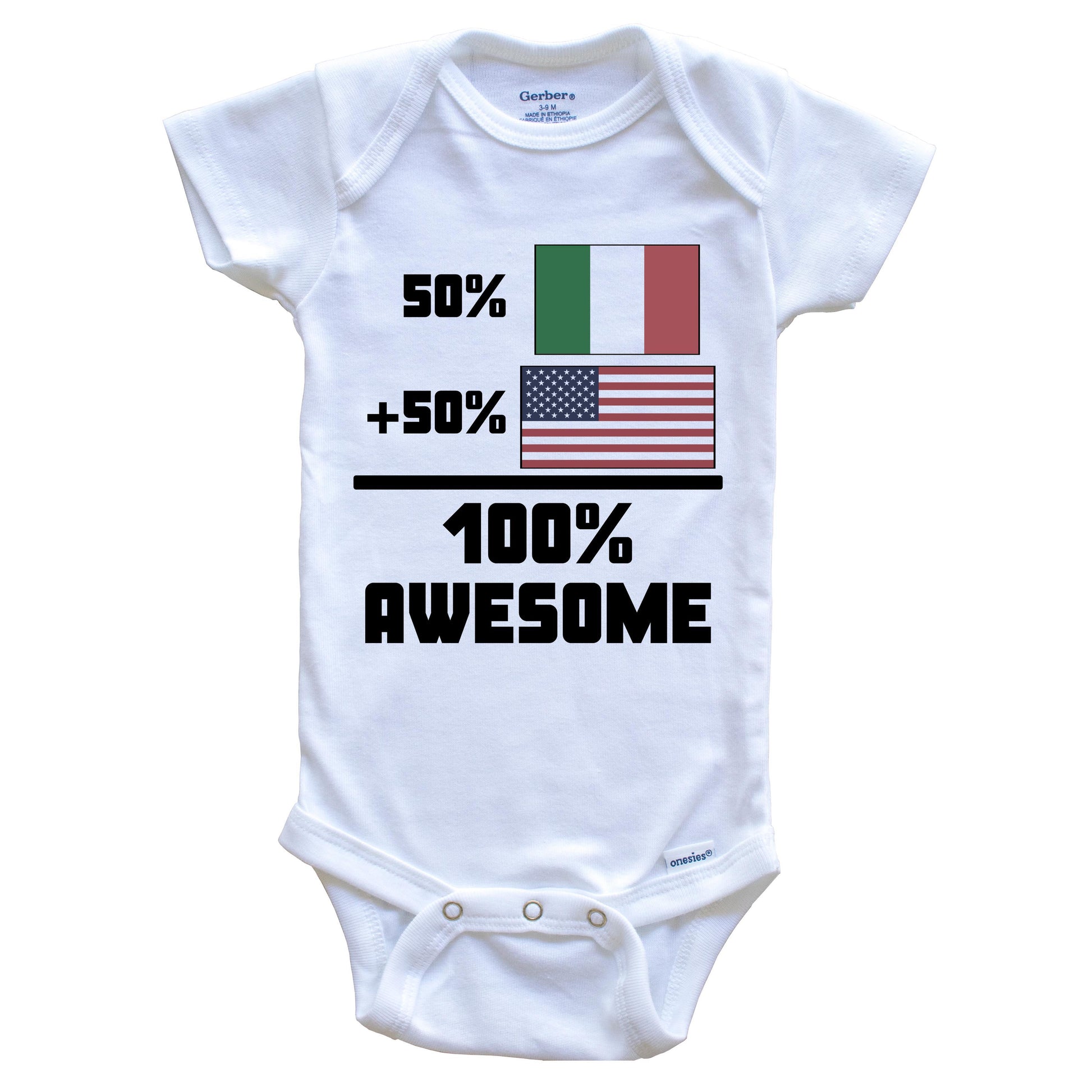 50% Italian 50% American 100% Awesome Funny Flag Baby Onesie